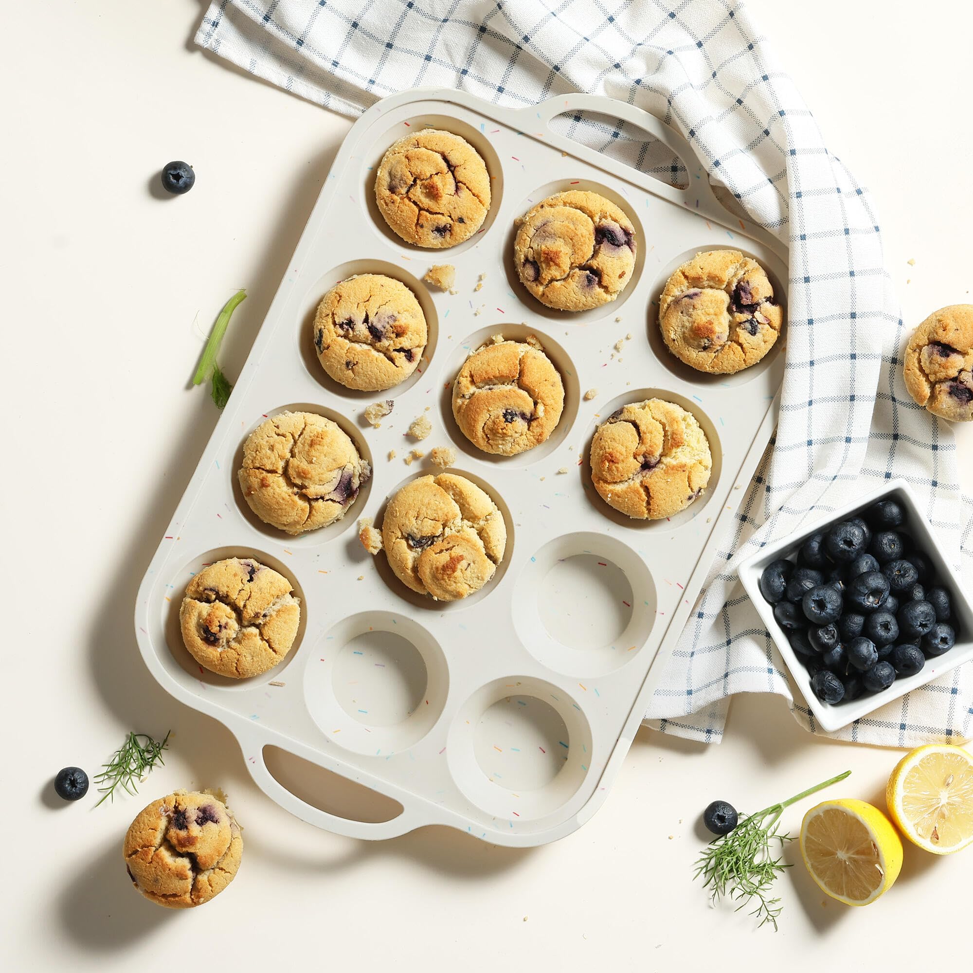 2 Packs 12 Cups Silicone Muffin Pan with Metal Reinforced Frame Regular Size Cupcake Pan Tray Egg Bites Oven Safe Silicone Molds Cookie Muffin Pan Tin Best Baking Sheets Non Toxic Clearance - Image 4
