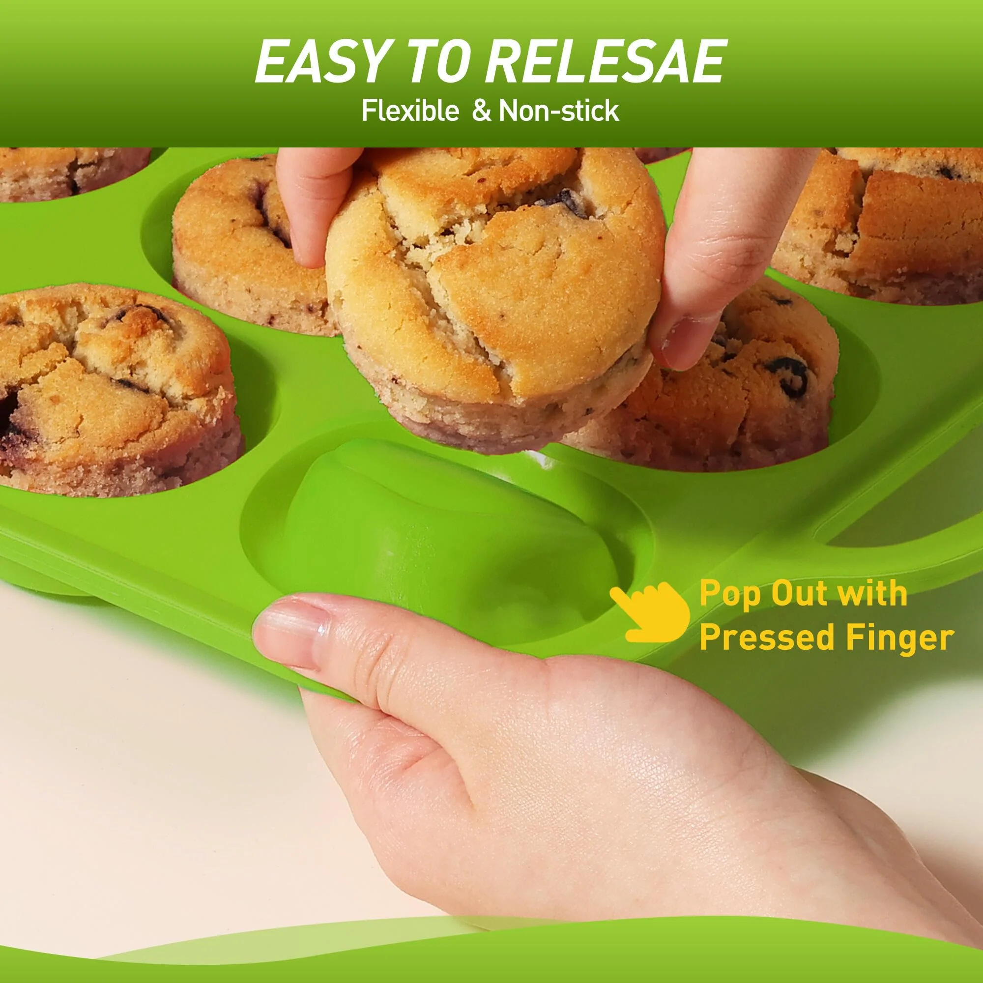 2 Packs 12 Cups Silicone Muffin Pan with Metal Reinforced Frame Regular Size Cupcake Pan Tray Egg Bites Silicone Circle Cookie Molds Muffin Tin Tart Pans Baking Sheet Set for Breakfast Sandwiches - Image 6