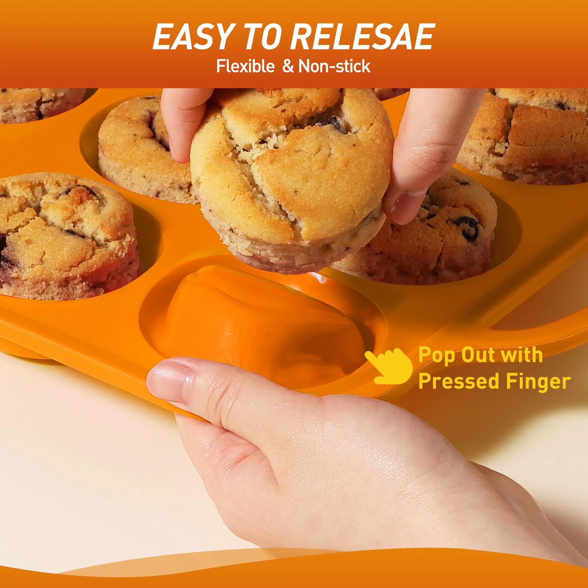 2 Packs 12 Cups Silicone Muffin Pan with Metal Reinforced Frame Regular Size Cupcake Pan Tray Egg Bites Silicone Cookie Molds Muffin Tin Tart Pans Baking Set for Easter Christmas holiday Cookie - Image 6