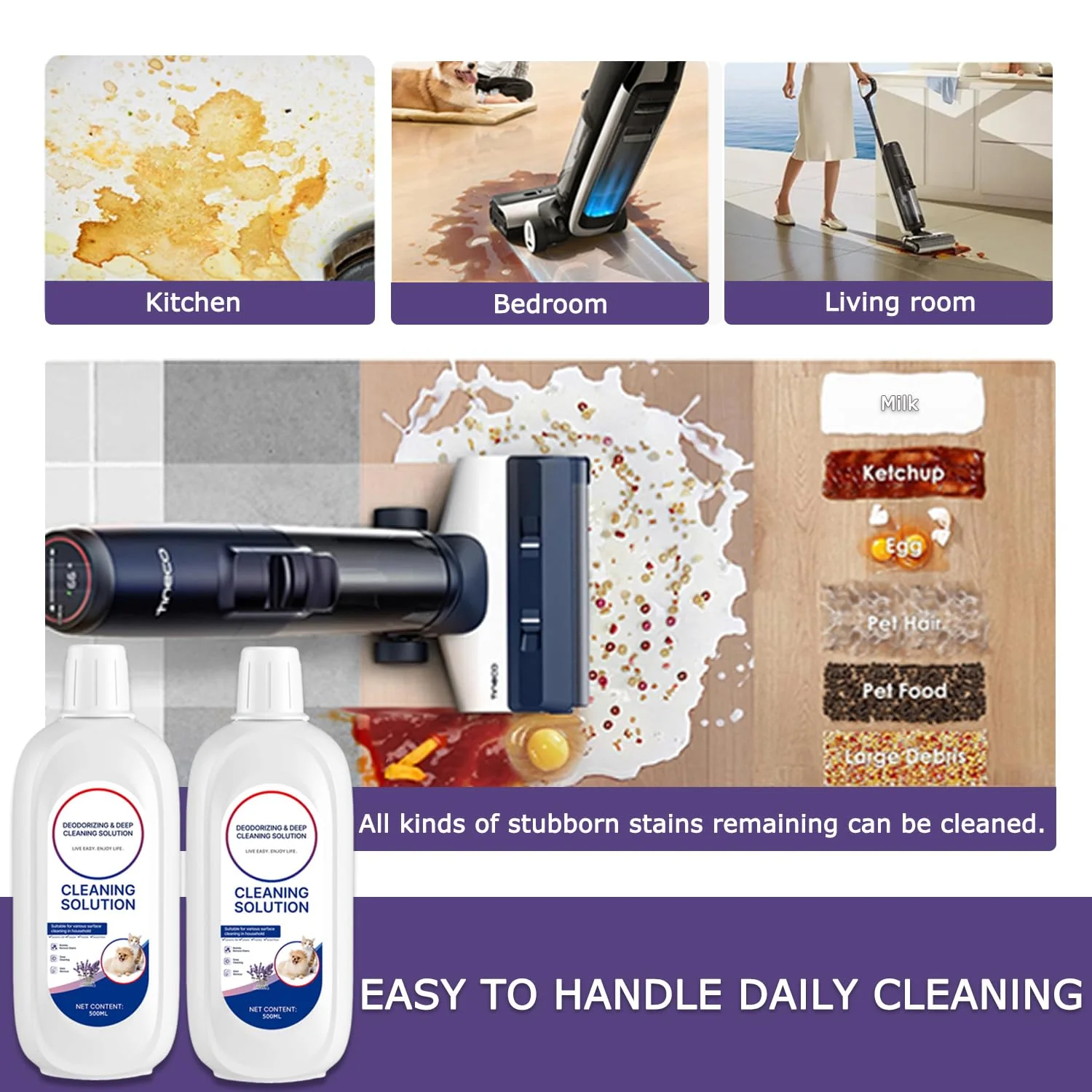 2 Packs Floor Cleaner Lavender Scent Compatible with Tineco Cleaning Solution Rifill Deep Cleaning for Tineco Vacuum Mop Solution, for iFloor Series & Floor One Cleaner Solution, Residue & Streak Free - Image 5