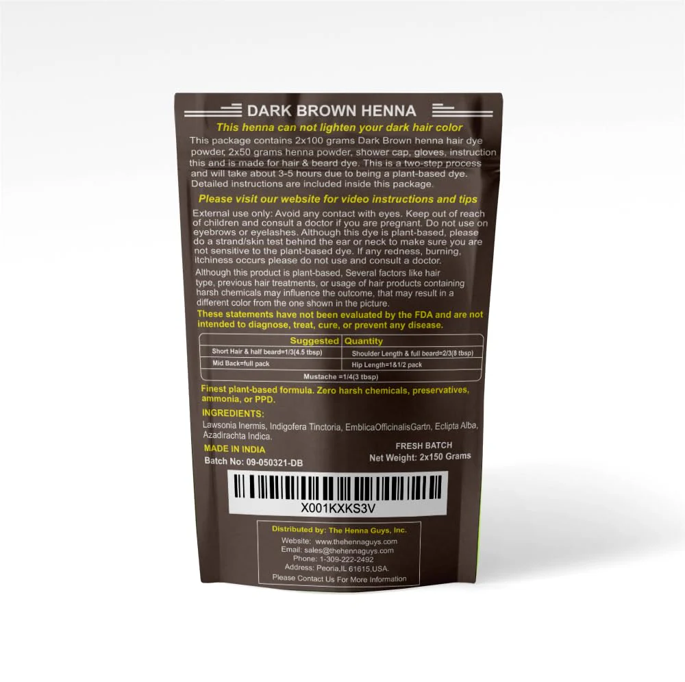 2 Packs Of Dark Brown Henna Hair & Beard Color/Dye 150 Grams - Natural Hair Color, Plant-based Hair Dye - The Henna Guys - Image 8
