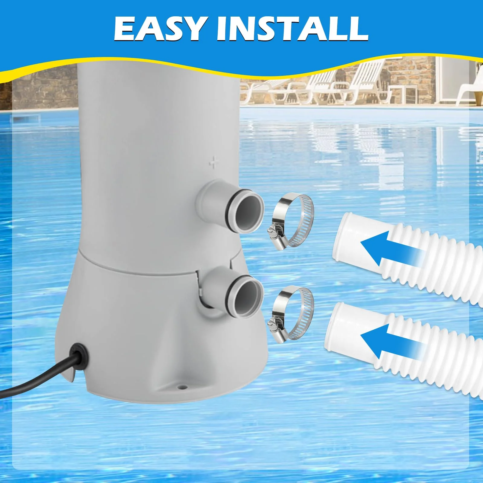 2 Pcs 1.25" Pool Hose, 59" Long Accessory Pool Pump Replacement Hoses, Compatible with All Above Ground Pool Filter Pumps that Use 1 1/4 Diameter Hoses - Image 3