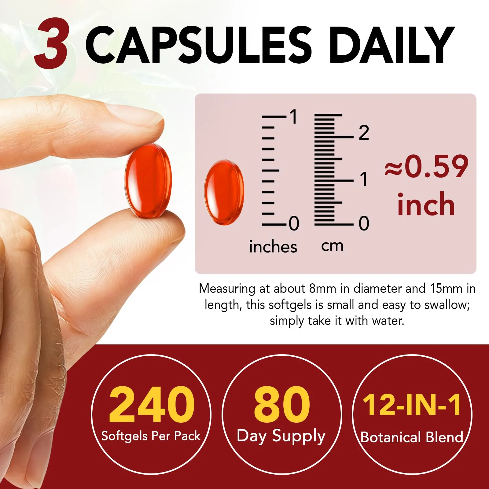 2 PCS Cayenne Pepper Softgels Supplement | 12-in-1 3000mg per Serving with Vitamins D3, K2 & E | Supports Healthy Circulation & Daily Energy | Features Hawthorn, Beetroot & Turmeric | 240 Capsules - Image 6