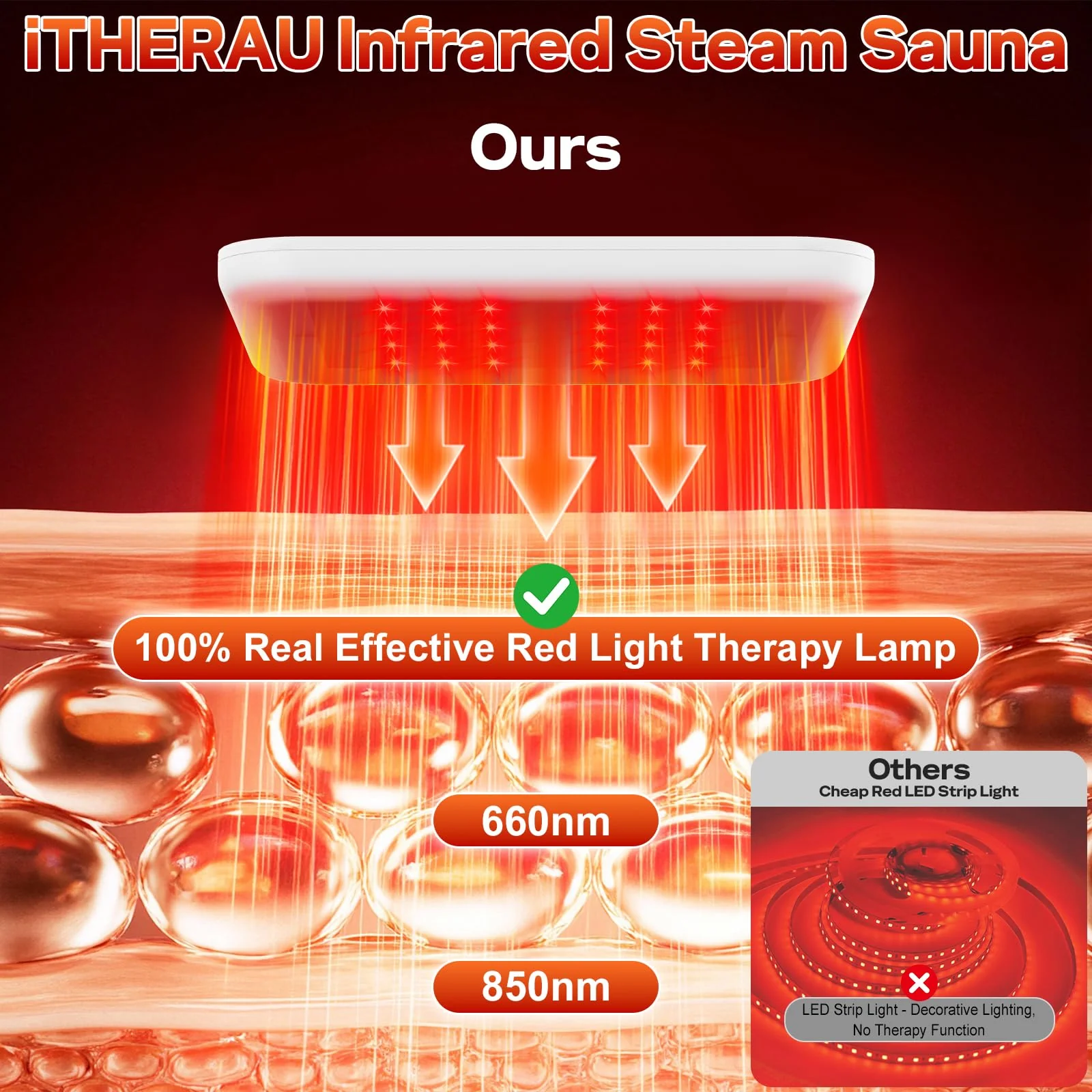 2 Person Infrared Sauna Box for Home, Portable Steam Sauna Room with 660nm+850nm Red Light Therapy Lamp, 5-Layer Waterproof, 2 Steamers, 2 Folding Chair, 2 People Red Light Sauna - Image 7