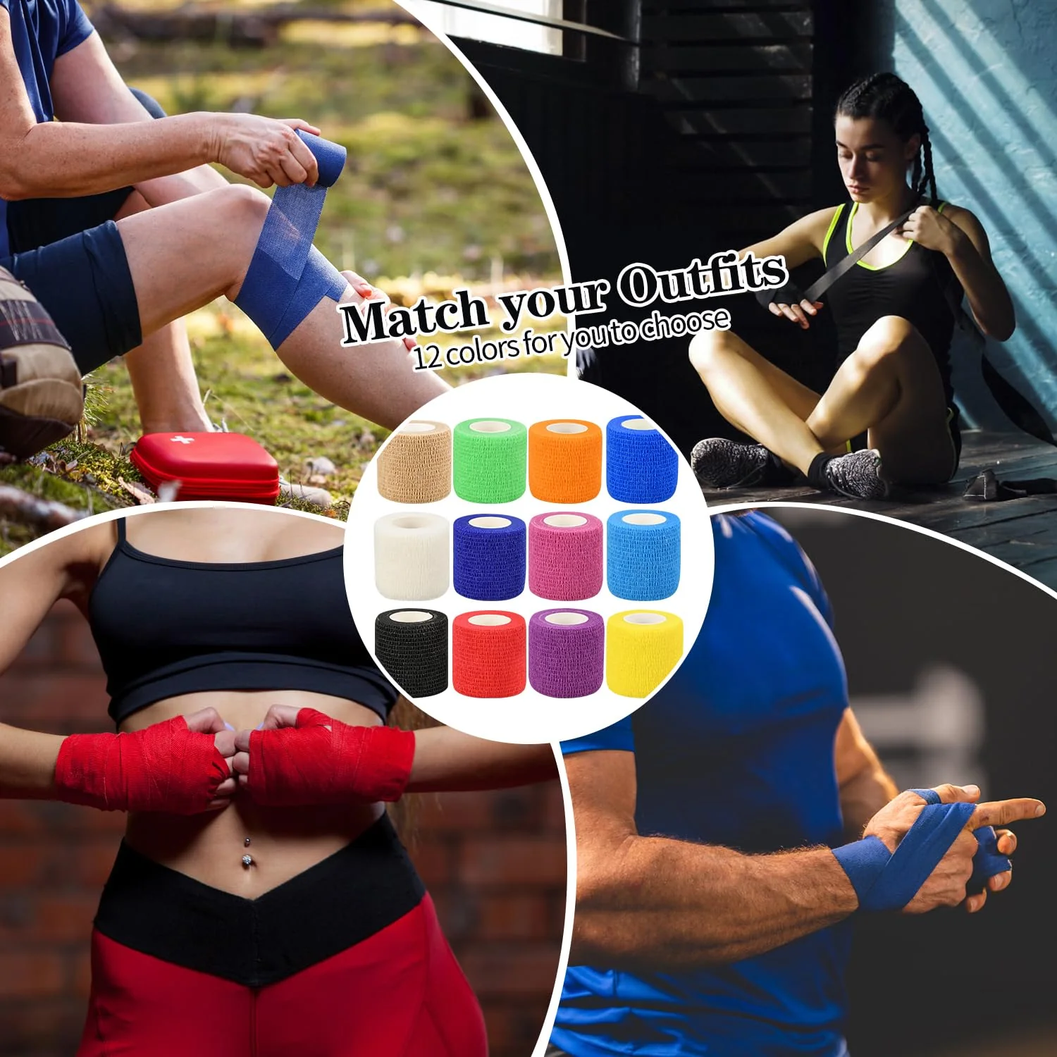 2" Self Adhesive Bandage Wraps, 24pcs Vet Wraps, Skin Color, 5 Yard Self Adherent Wraps for Sports, Wrist, Ankle and Swelling - Image 3