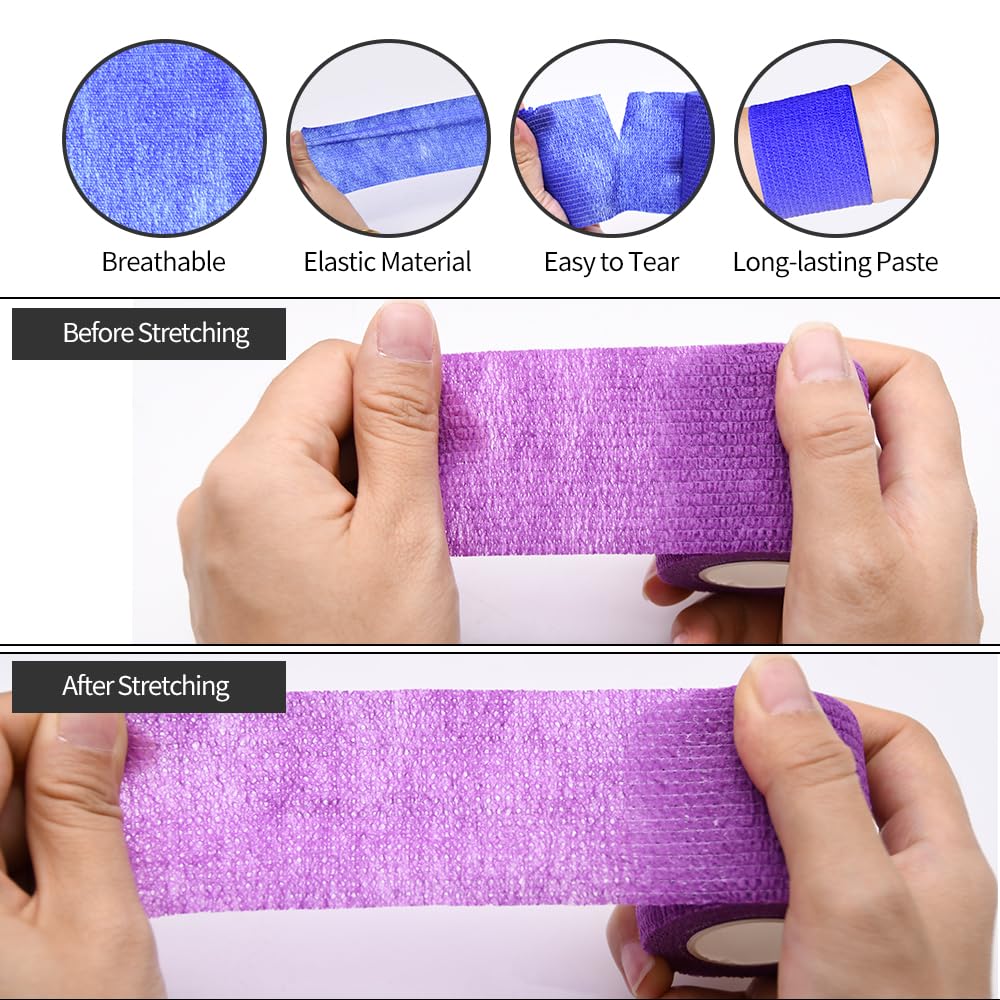 2" Self Adhesive Bandage Wraps, 24pcs Vet Wraps, Skin Color, 5 Yard Self Adherent Wraps for Sports, Wrist, Ankle and Swelling - Image 5