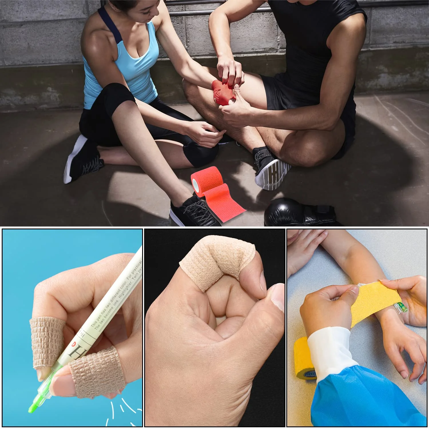 2" Self Adhesive Bandage Wraps, 24pcs Vet Wraps, Skin Color, 5 Yard Self Adherent Wraps for Sports, Wrist, Ankle and Swelling - Image 7