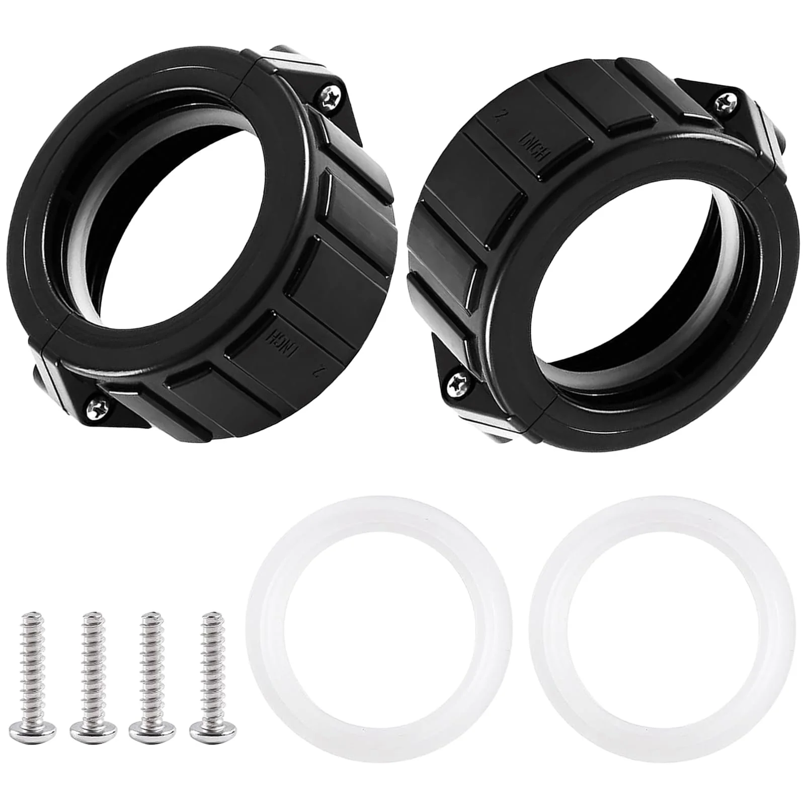 2" Spa Hot Tub Heater Split Nut Unions with Screws and Heater Gasket, Compatible with Balboa Gecko Hot Tub Heater Assemblies Replacement Parts, Replacement for 0121109020 Split Heater Nuts - 2 Pcs