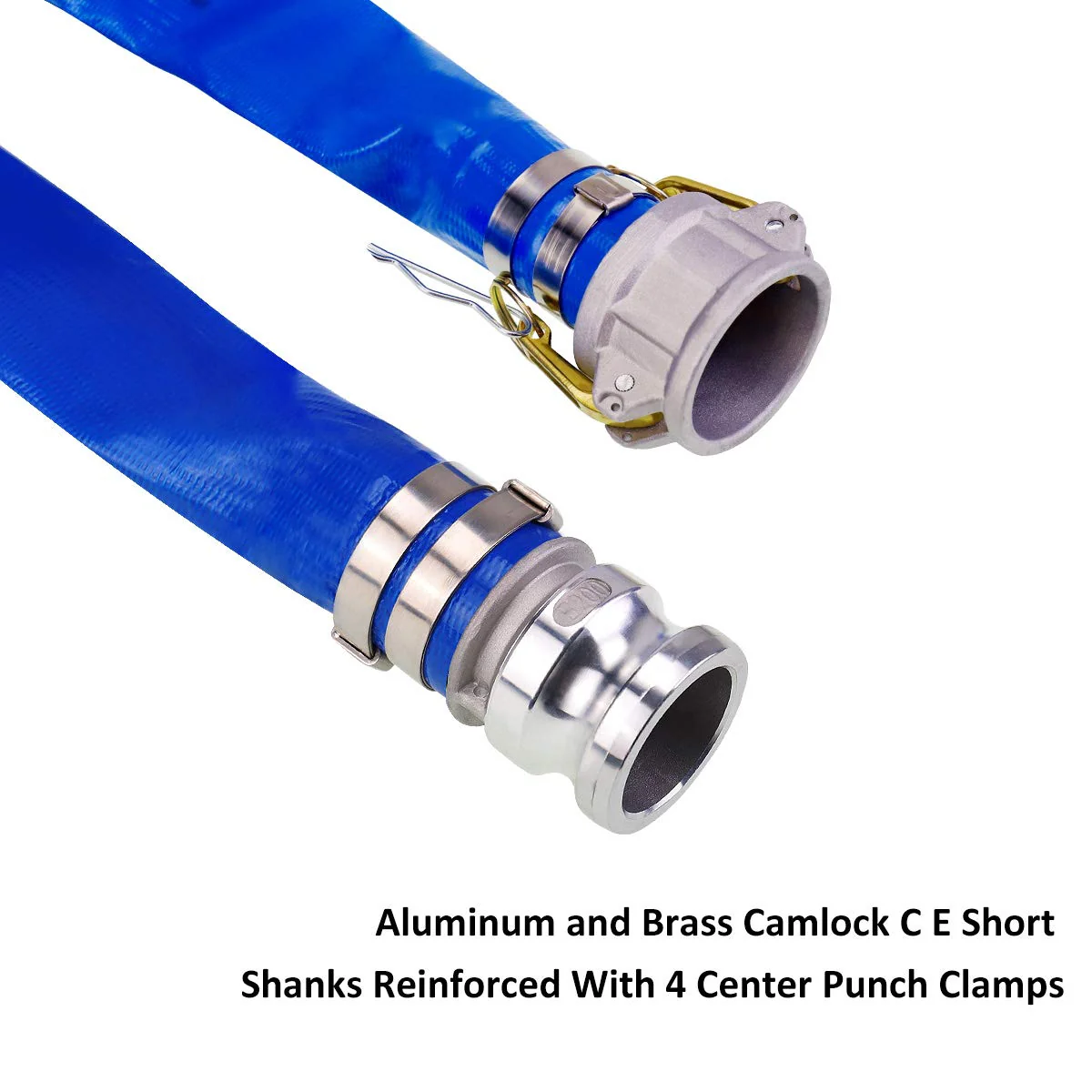 2" x 100' Blue PVC Backwash Hose for Swimming Pools, Heavy Duty Discharge Hose Reinforced Pool Drain Hose with Aluminum Camlock C and E Fittings - Image 7