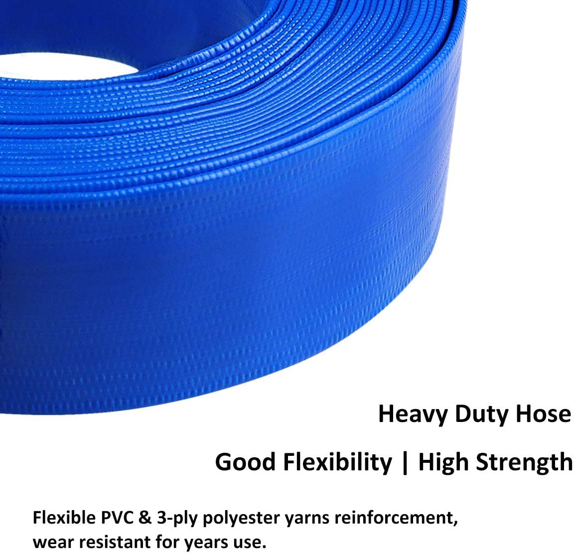 2" x 50' Blue PVC Backwash Hose with Camlock C and E Fittings, Heavy Duty Discharge Hose, Durable Reinforced Pool Drain Hose for Swimming Pools - Image 5