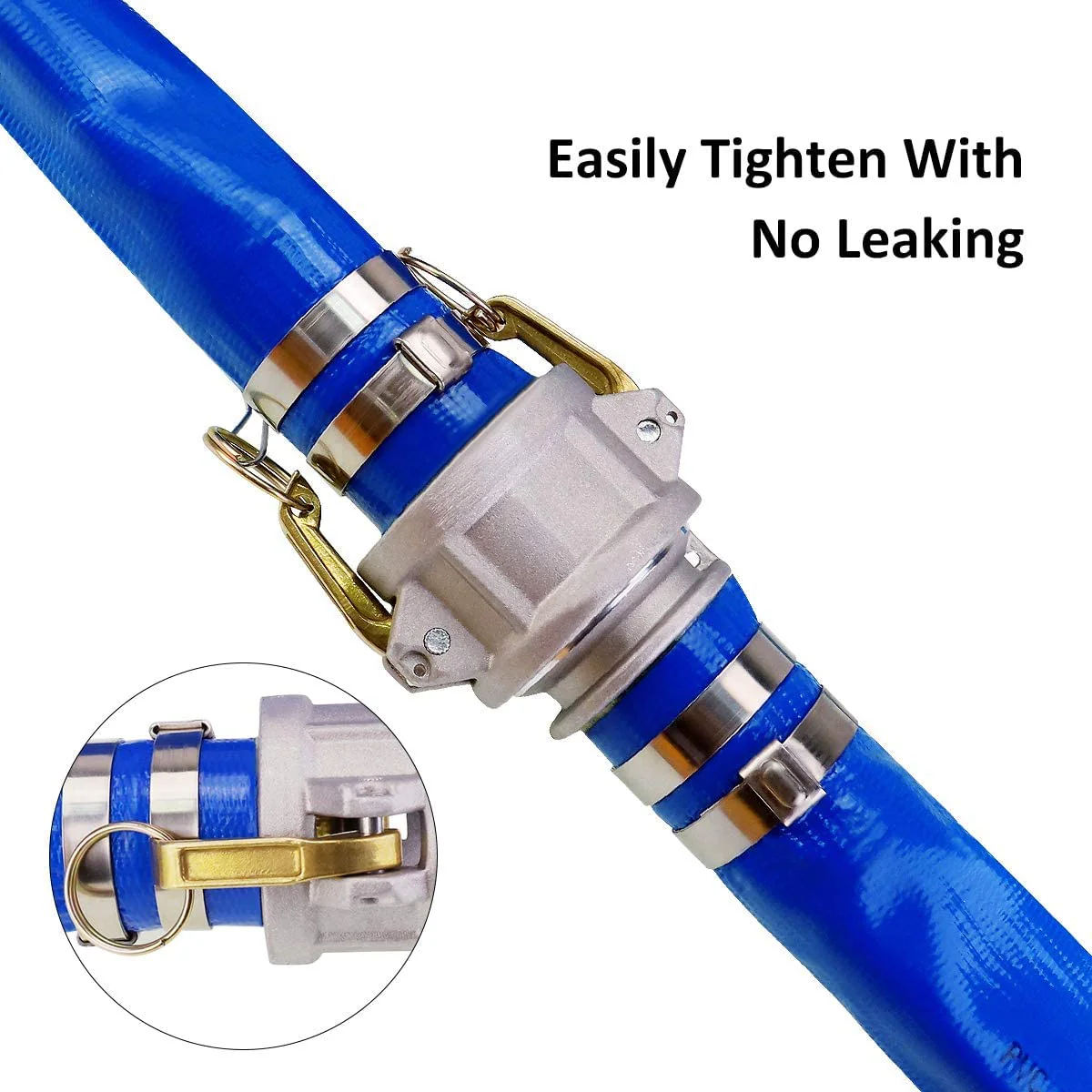 2" x 50' Blue PVC Backwash Hose with Camlock C and E Fittings, Heavy Duty Discharge Hose, Durable Reinforced Pool Drain Hose for Swimming Pools - Image 6