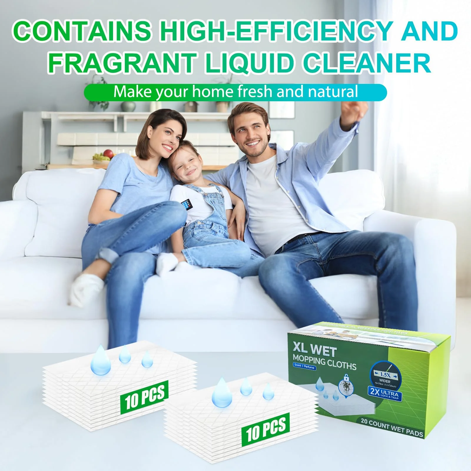 20 Count XL Wet Mopping Cloths for Swiffer Sweeper XL Mop - Disposable X-Large Wet Pad Refills - Multi-Surface Wet Wipes Mopping Pads Refill for Floor Cleaning.（Only Pads, not Including mop） - Image 2