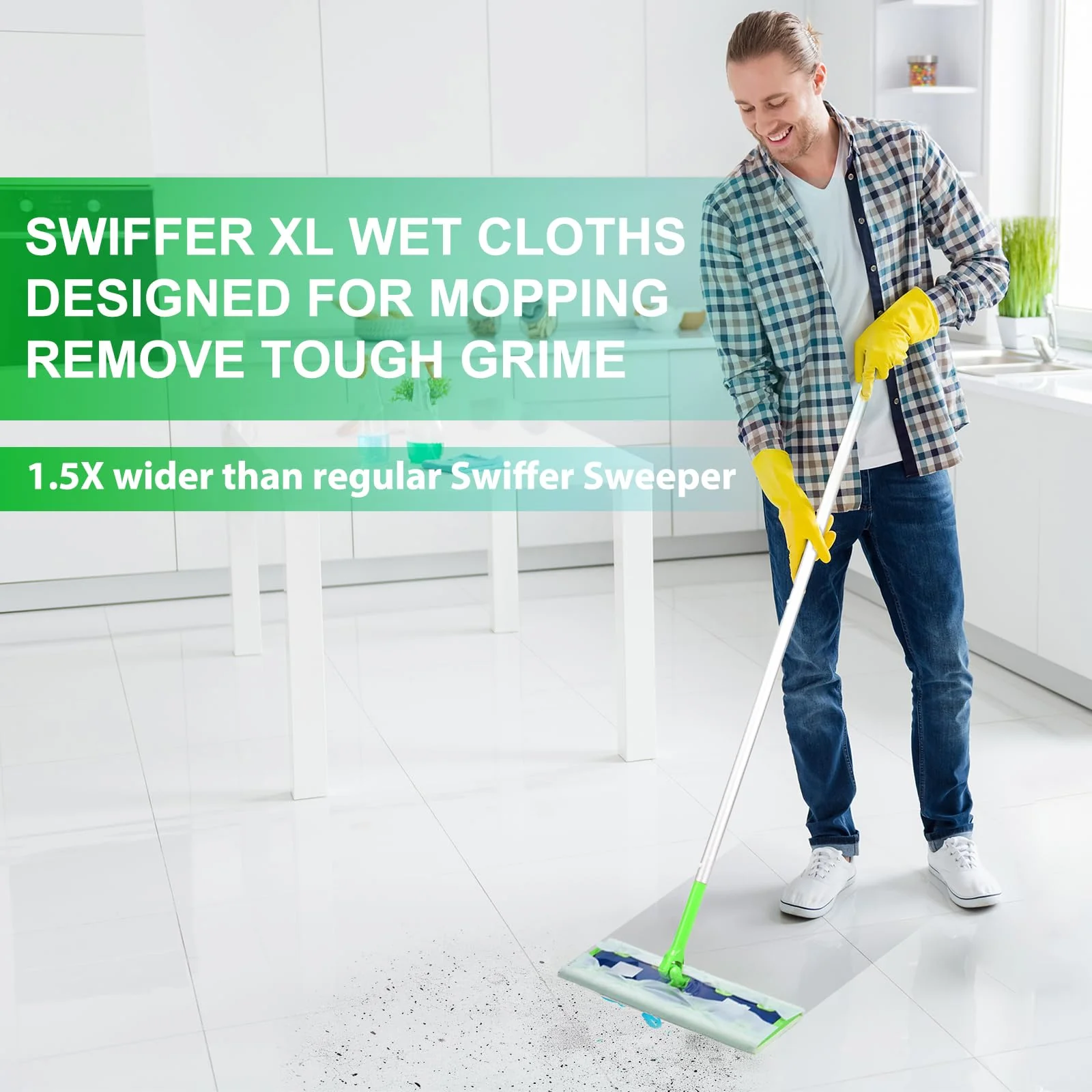 20 Count XL Wet Mopping Cloths for Swiffer Sweeper XL Mop - Disposable X-Large Wet Pad Refills - Multi-Surface Wet Wipes Mopping Pads Refill for Floor Cleaning.（Only Pads, not Including mop） - Image 4