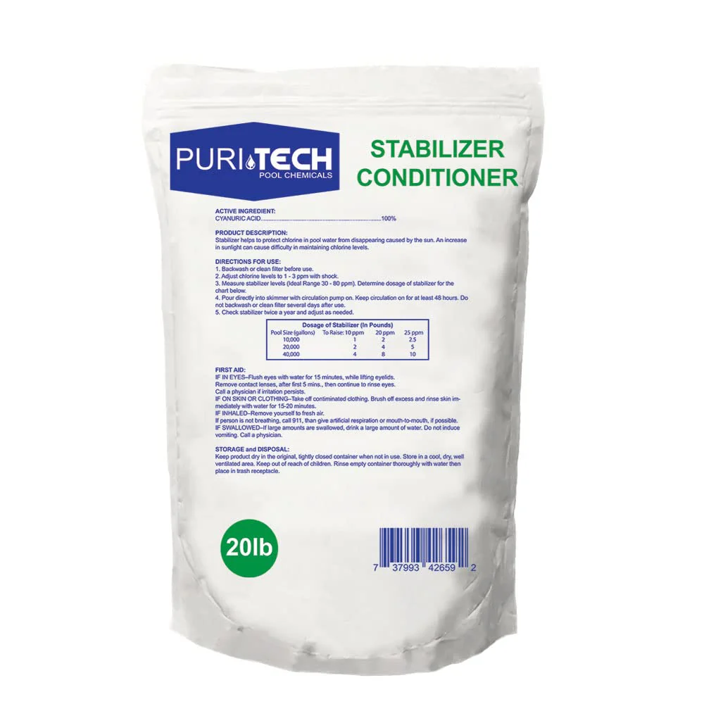 20 lbs Puri Tech Stabilizer Conditioner Cyanuric Acid UV Protection for Swimming Pools and Spas - Image 6