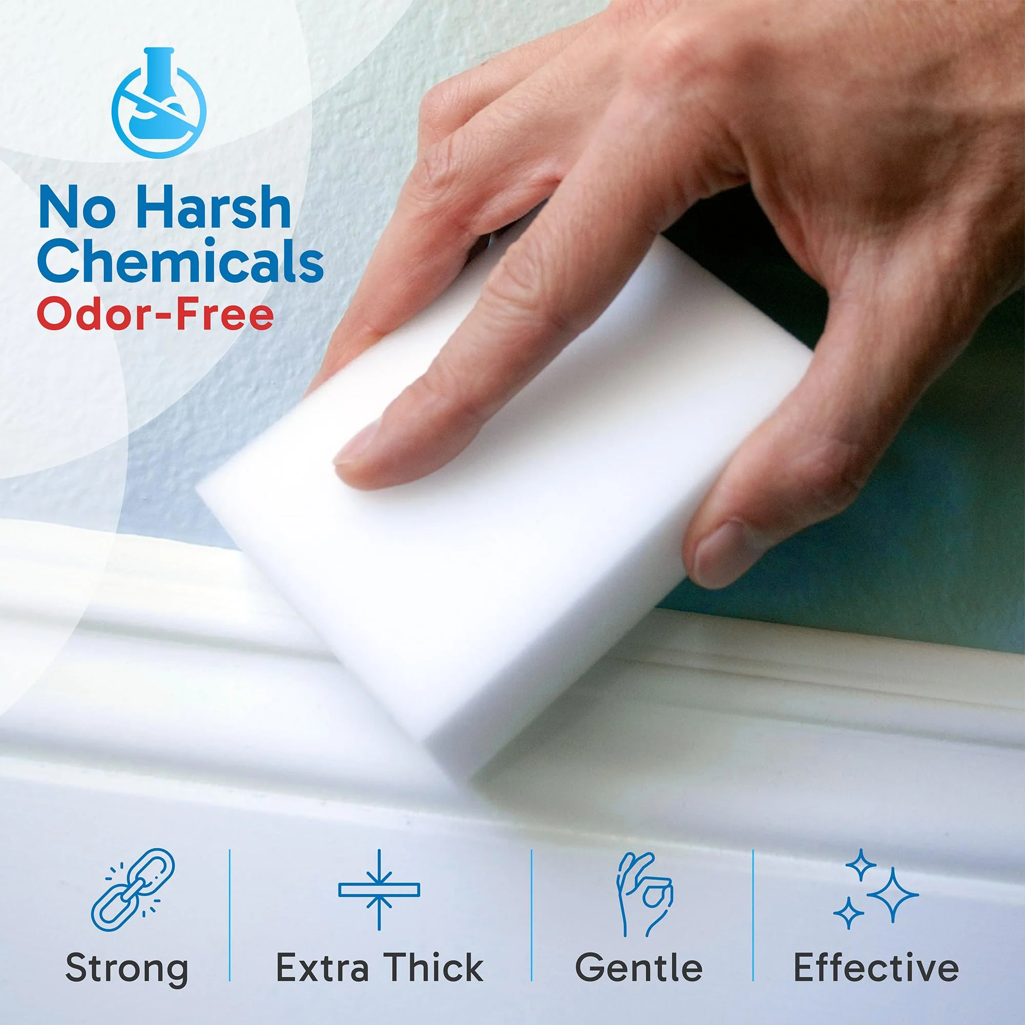 (20 Pack) Extra Large Eraser Sponge – Extra Thick, Long Lasting Magic Melamine Cleaning Sponges in Bulk – White Foam Pads for Walls, Kitchen, Bathroom, Floor & Baseboard Cleaner - Image 6