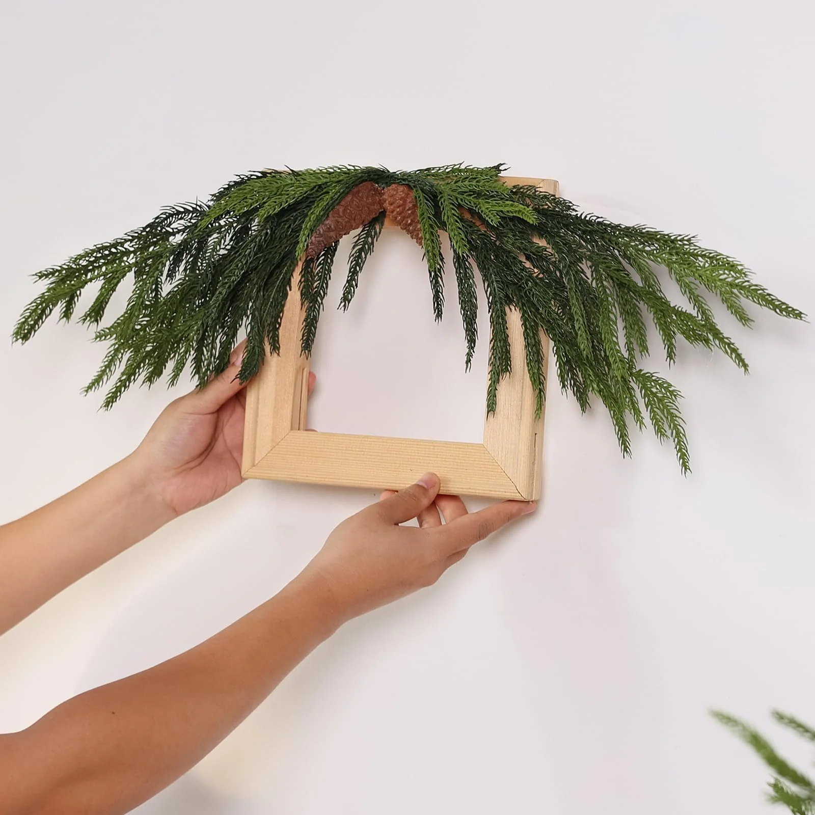 20 Pcs Christmas Norfolk Pine Branches -18" Real Touch Artificial Norfolk Pine Branch Faux Plants Stem Fake Greenery Pine Picks for Vase DIY Crafts Garland Wreath Home Indoor Outdoor Decoration - Image 2