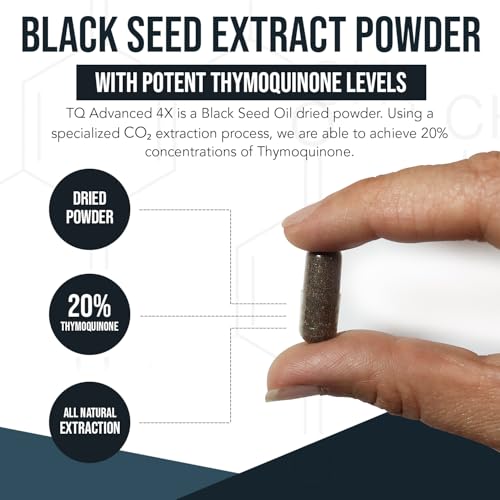 20% Thymoquinone Black Seed Oil Extract Capsules - TQ-Advanced 4X®: Potent Thymoquinone Concentration Available - 60:1 Concentrate from Nigella Sativa, Raw Form, Vegan, Glass Bottle (60 Capsules) - Image 8