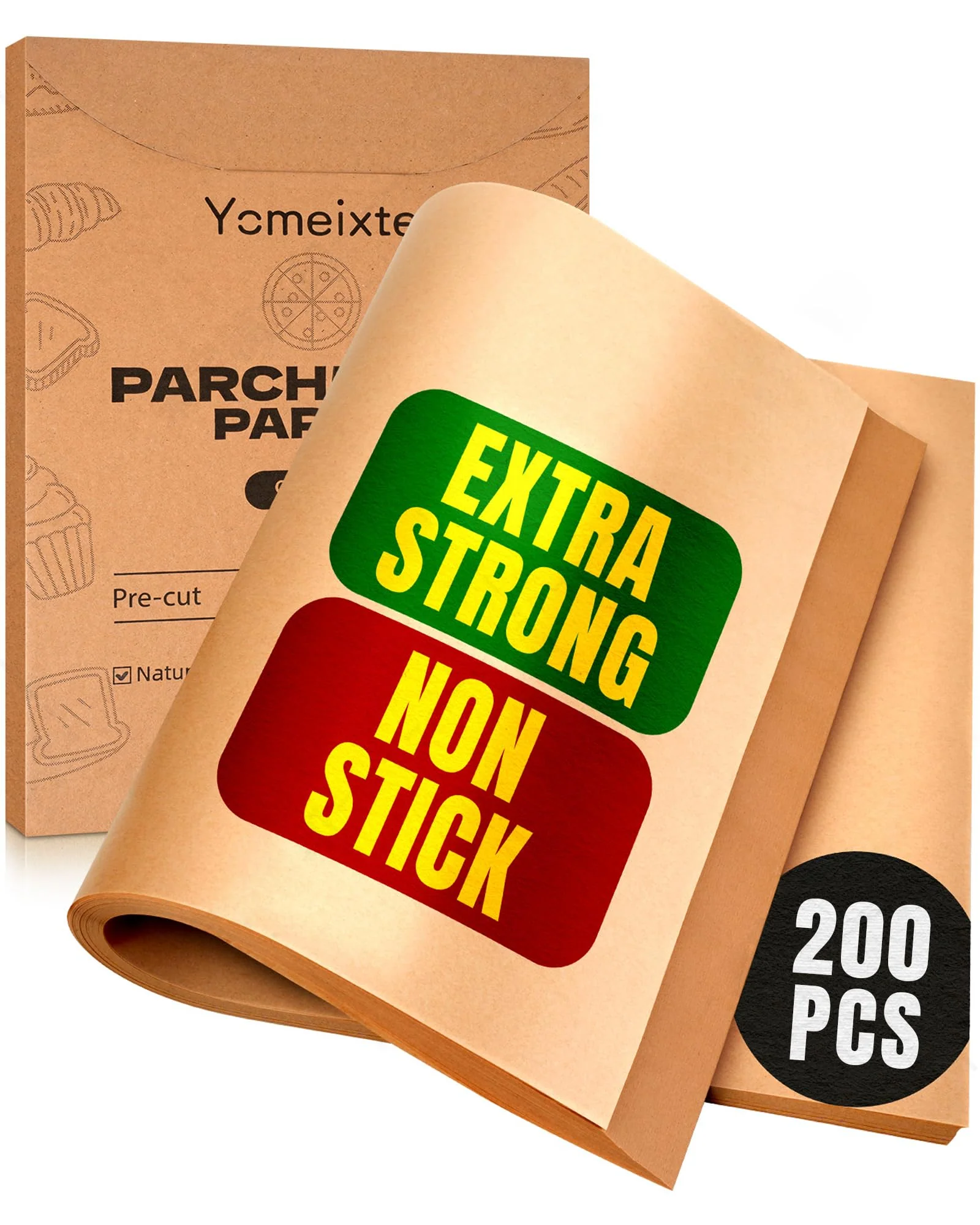 200-Pack Parchment Paper Sheets 12x16 Inch | Unbleached Natural Brown Baking Paper for Oven, Air Fryer & Grilling | Precut, Non-Stick, Greaseproof Half Sheet Pan Liners