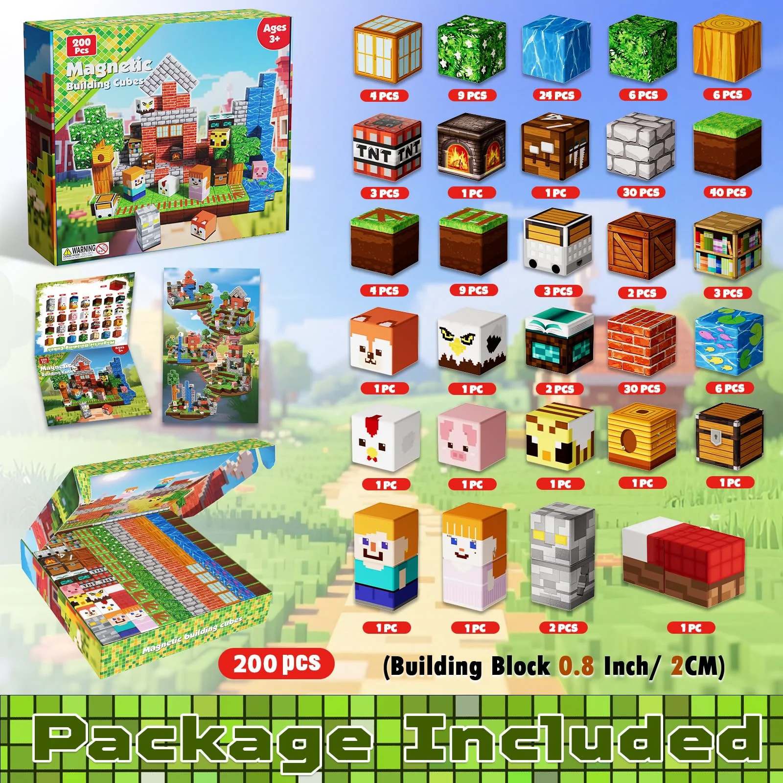 200 PCS Magnetic Blocks - Magnetic Building Blocks, Stacking Magnets for Kids, Sensory Toy for STEM Montessori Sensory Toys for Kids 3+ Boys and Girls Christmas Birthday Gifts - Image 6