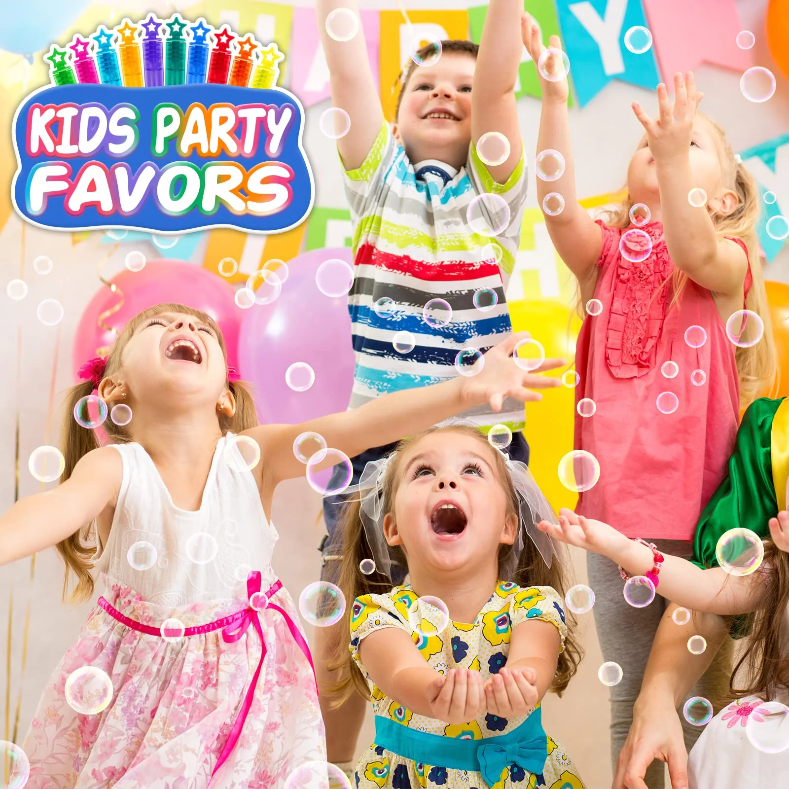 200 Pcs Mini Bubble Wands in 10 Colors, Bulk Party Favors for Kids, Themed Birthday, Christmas, New Year, Valentine, Carnival, School Classroom Prizes for Boys & Girls, Ideal Goodies Bags Stuffers - Image 3