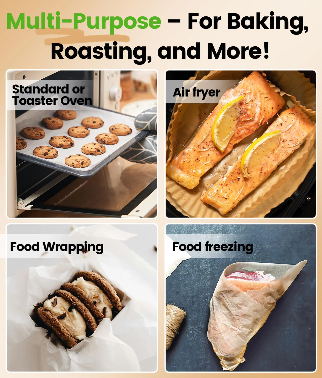 200 PCS Unbleached Parchment Paper Sheets for Baking 12x16 Inches, Non-Stick and Non-Toxic Pre-cut Parchment Sheets for Oven, Cooking, Grilling, Air Fryer and Steaming - Fit for Half Sheet Pans, White - Image 2