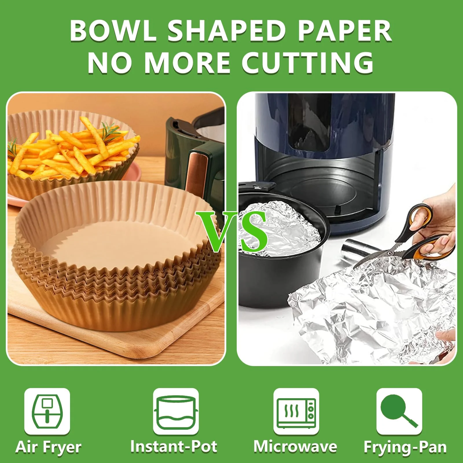 200pcs Air Fryer Disposable Liner, Non-Stick Parchment Paper for Baking, Oil-Proof, Water-Proof, Food Grade (6.3" Bottom, 7.9" Top) - Image 5