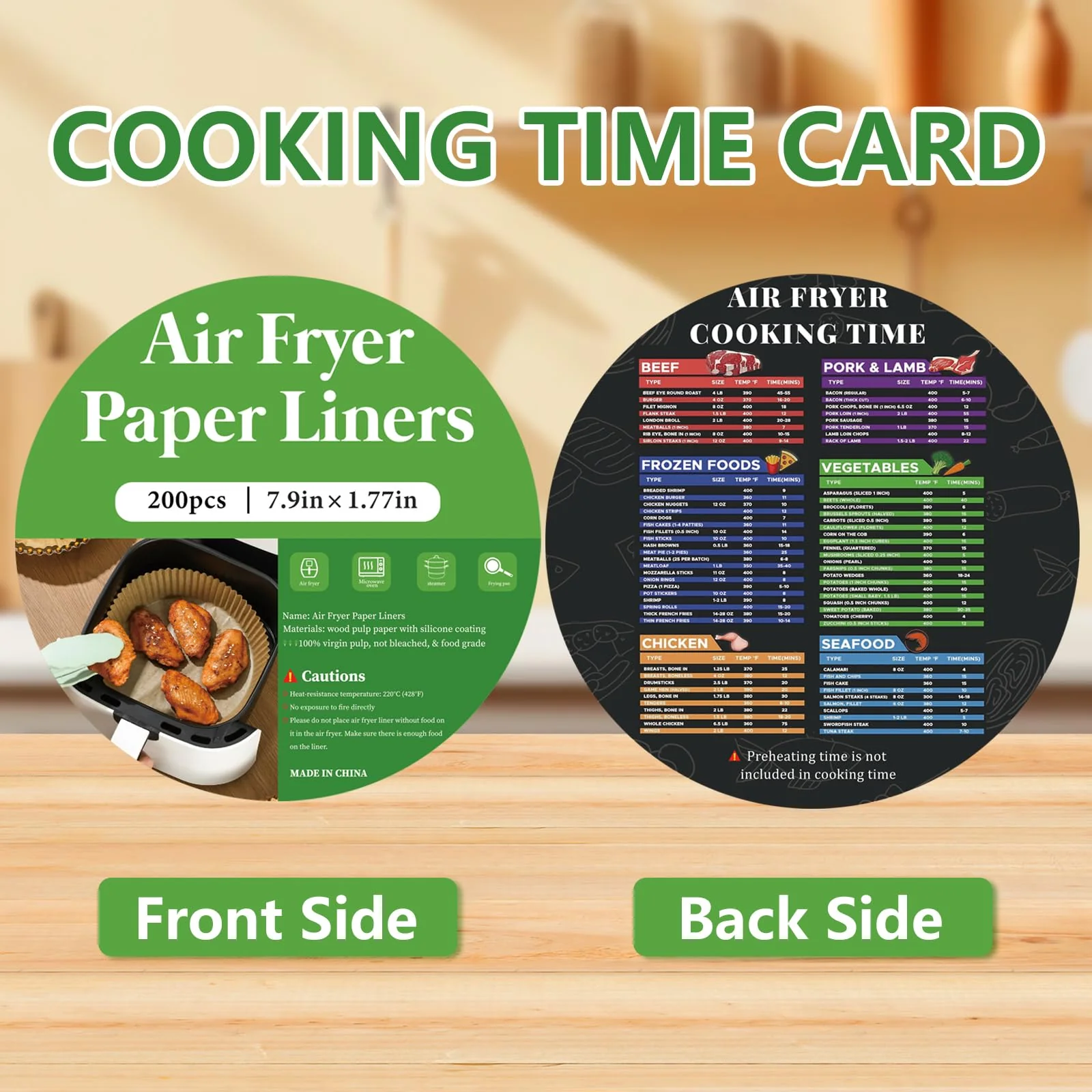 200PCS Air Fryer Liners Disposable: Round 7.9 Inch Non-Stick Airfryer Paper Liners - Food Grade Parchment Paper for 5 6 7 8 QT Air Fryer Baking and Roasting - Waterproof and OilProof (10 Inch on Top) - Image 4