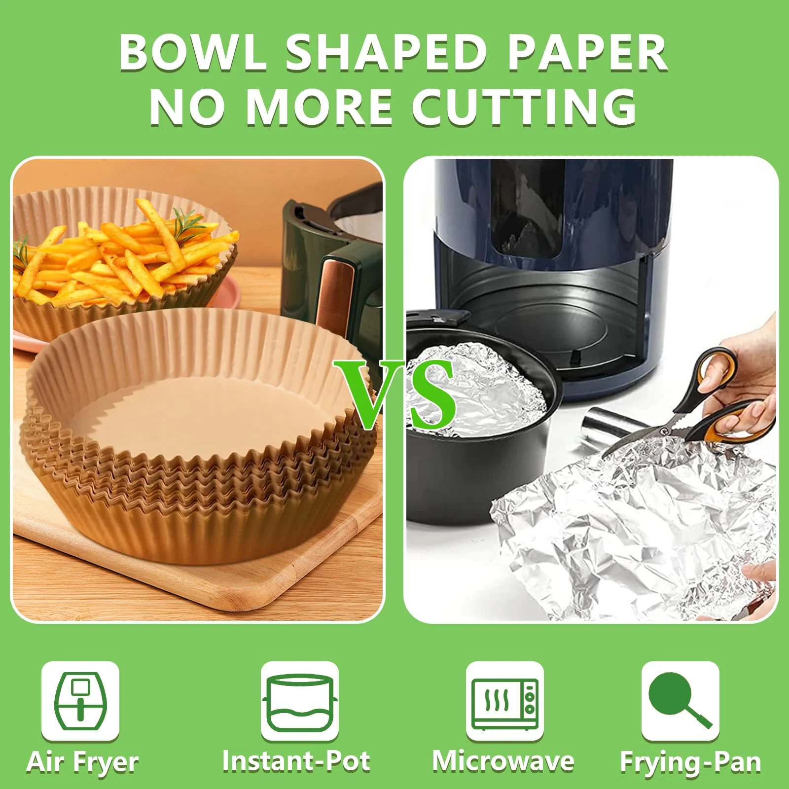 200PCS Air Fryer Liners Disposable: Round 7.9 Inch Non-Stick Airfryer Paper Liners - Food Grade Parchment Paper for 5 6 7 8 QT Air Fryer Baking and Roasting - Waterproof and OilProof (10 Inch on Top) - Image 5