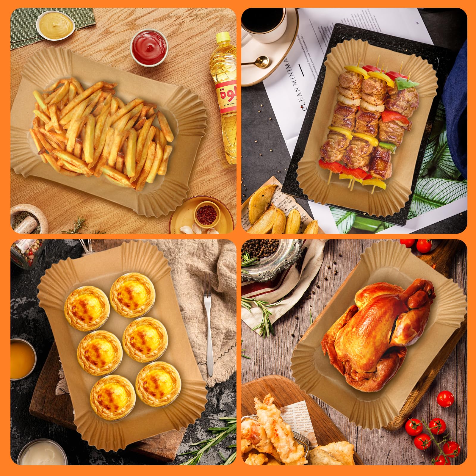 200PCS Air Fryer Liners for Ninja: Higher Non-Stick Disposable Parchment Paper Liner for Ninja DZ201/DZ401 Dual Airfryer Baking - Food Grade Ninja Air fryer Accessories (Rectangle - 8.6 x 5.5 inch) - Image 5