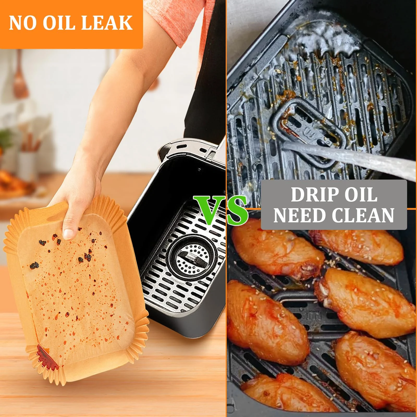 200PCS Air Fryer Liners for Ninja: Higher Non-Stick Disposable Parchment Paper Liner for Ninja DZ201/DZ401 Dual Airfryer Baking - Food Grade Ninja Air fryer Accessories (Rectangle - 8.6 x 5.5 inch) - Image 7
