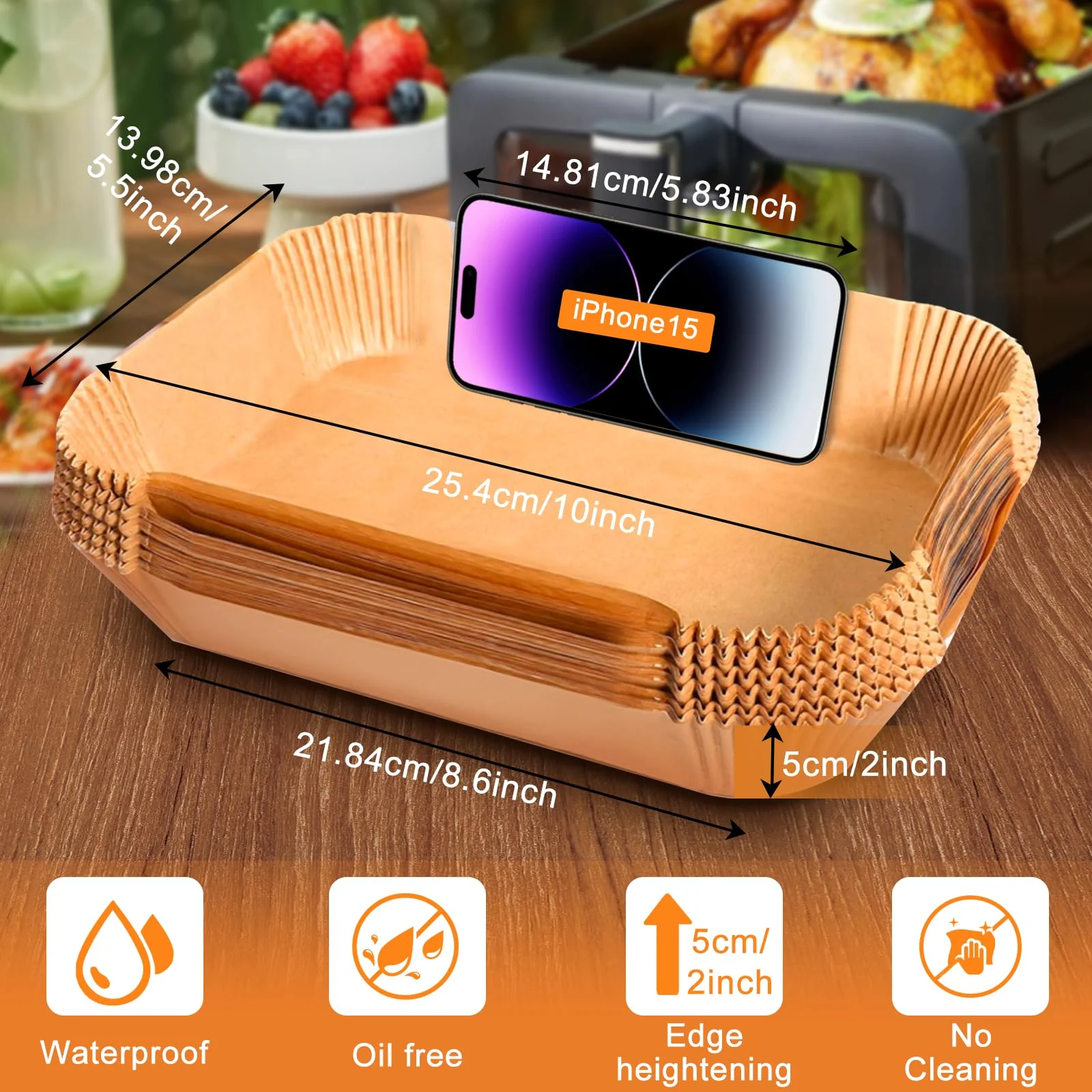 200PCS Air Fryer Liners for Ninja: Higher Non-Stick Disposable Parchment Paper Liner for Ninja DZ201/DZ401 Dual Airfryer Baking - Food Grade Ninja Air fryer Accessories (Rectangle - 8.6 x 5.5 inch) - Image 9