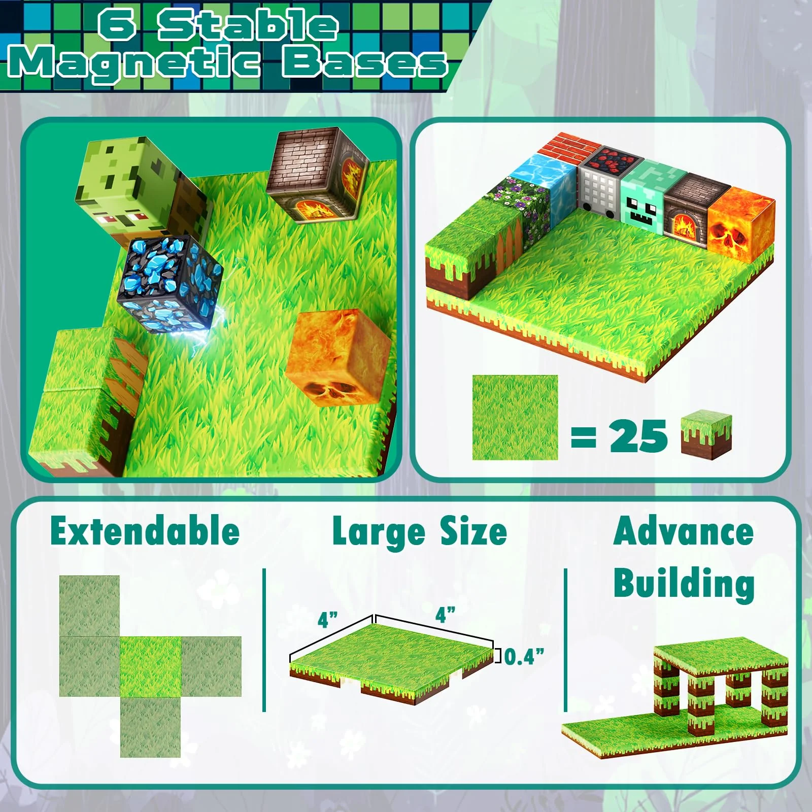 200PCS Magnetic Building Blocks with 6 Baseplate, Magnetic Blocks Cubes for Kids Ages 4-8, Stacking Magnet Blocks STEM Building Toys for Boys Girls Ages 3 4 5 6 7 8-12 Christmas Birthday Gifts - Image 6