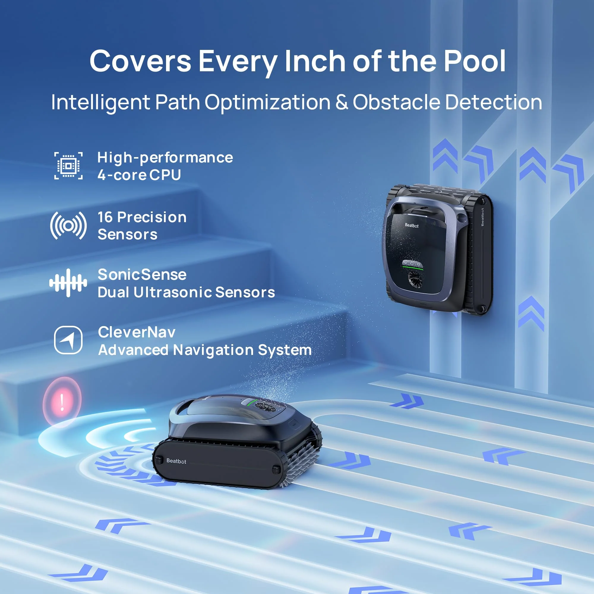 (2025 Upgrade) Beatbot AquaSense 2 Cordless Robotic Pool Vacuum Cleaner, Smart Surface Parking, Double-Pass Waterline Scrubbing, Cleans Floor, Walls and Waterline - Image 5