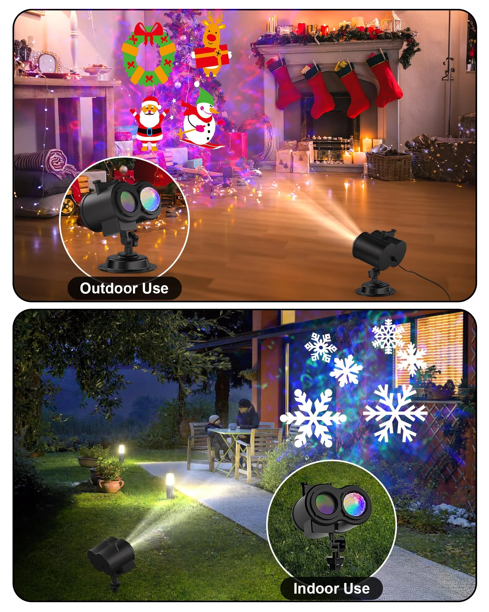 2025 Upgrade Christmas Halloween Projector Lights Outdoor, COOLWUFAN 2-in-1 Holiday Projector Lights Decorations, 30 Bright HD Effects (20 Slides) Projection Light for Xmas Party Garden Yard Decor - Image 4