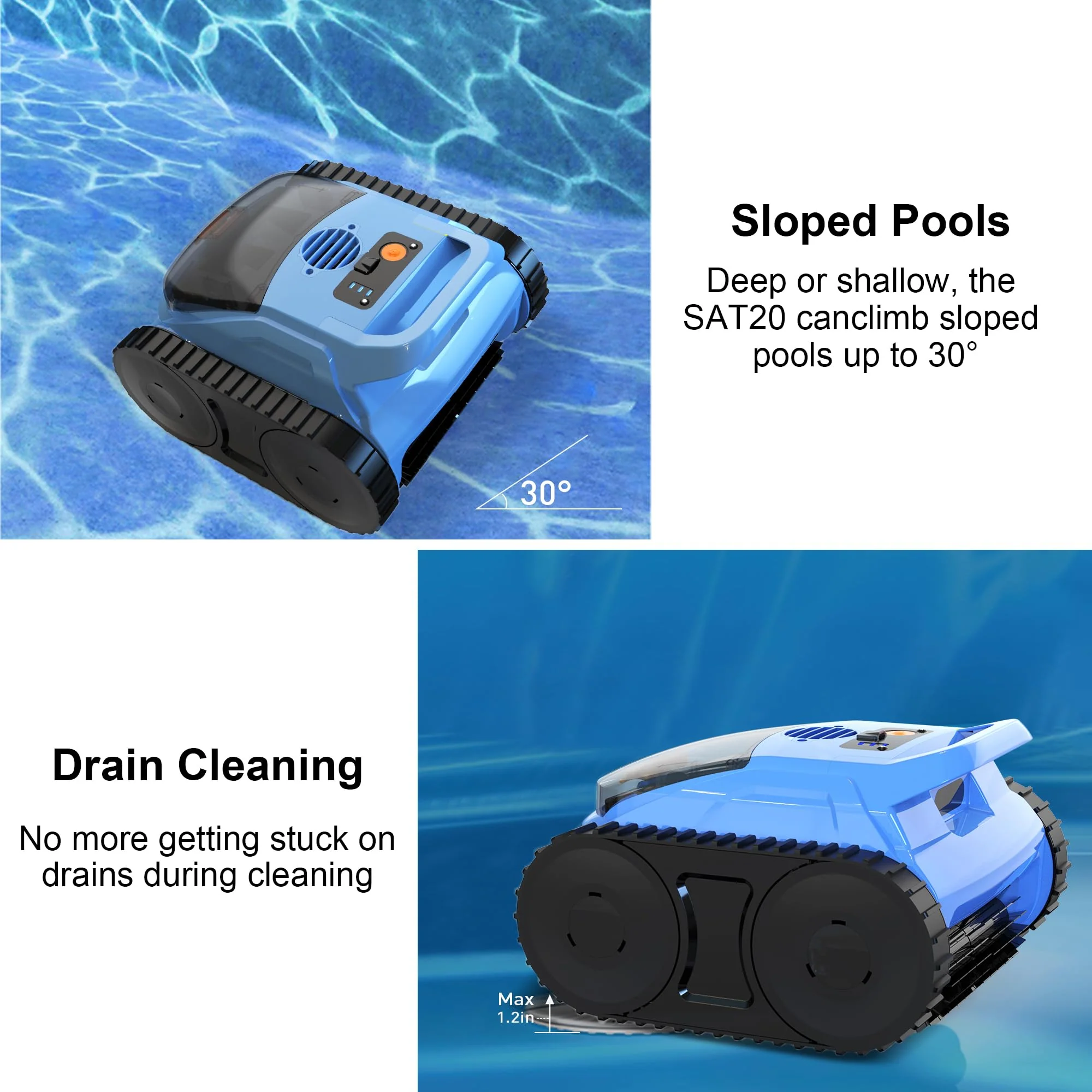 (2025 Upgrade) Pool Vacuum for Inground Pools, Robotic Pool Cleaner, Cordless Wall Climbing Pool Cleaner, Cleans Pool Floors, Walls & Waterline, Cleaning Up to 2100 Sq.ft, 180 Min - Image 5
