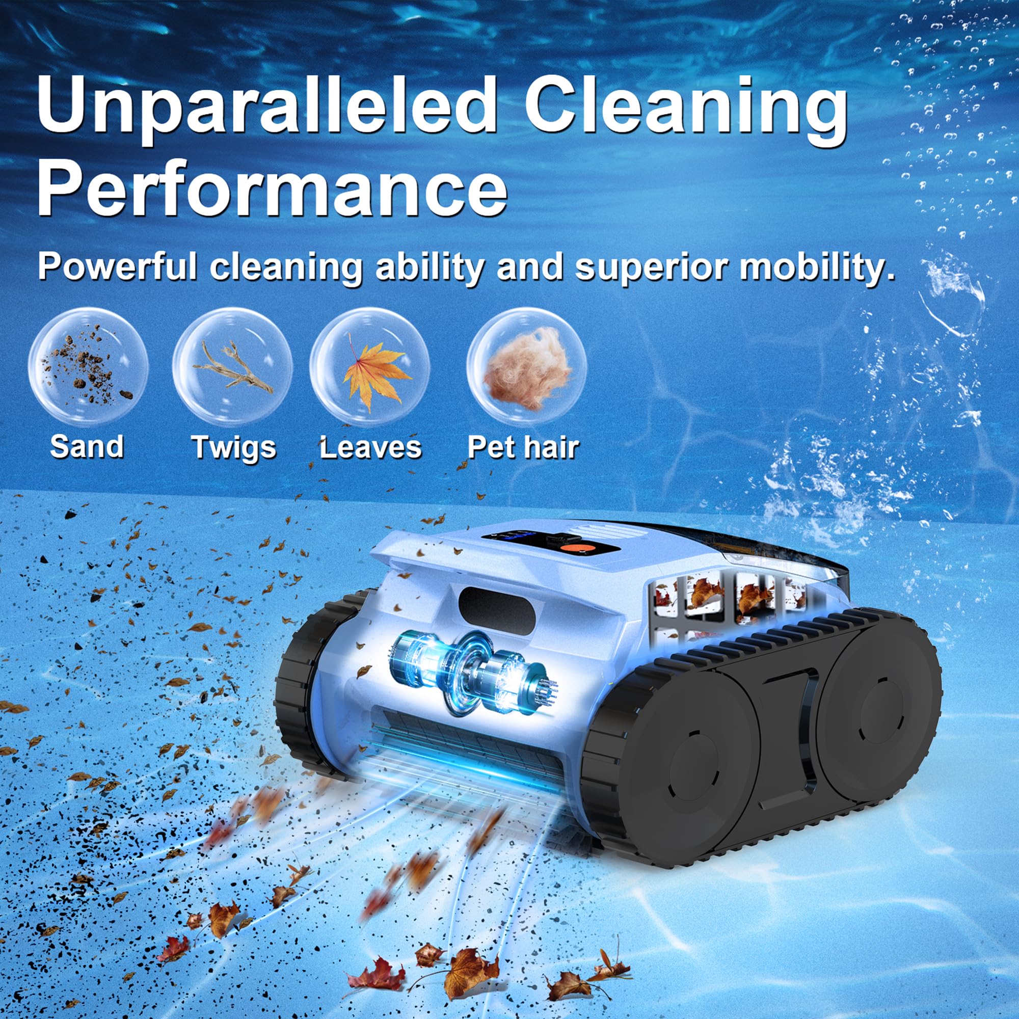 (2025 Upgrade) Pool Vacuum for Inground Pools, Robotic Pool Cleaner, Cordless Wall Climbing Pool Cleaner, Cleans Pool Floors, Walls & Waterline, Cleaning Up to 2100 Sq.ft, 180 Min - Image 9