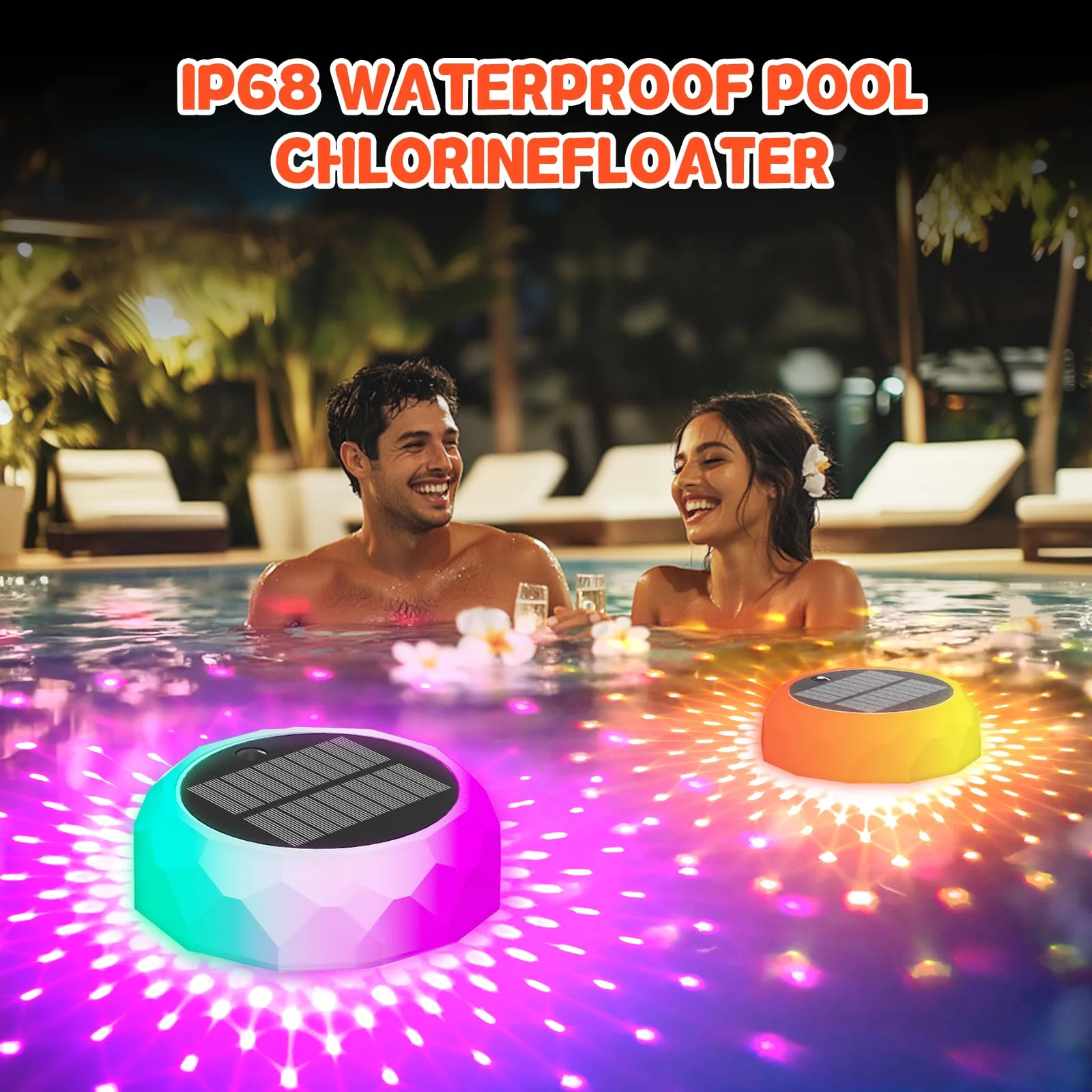 2025 Upgrade Solar Pool Chlorine Floater, Pool Lights that Float with Remote Control, 8 Lighting, Timing Mode, IPX68 Waterproof for Inground Pool, Pool Party - Image 3