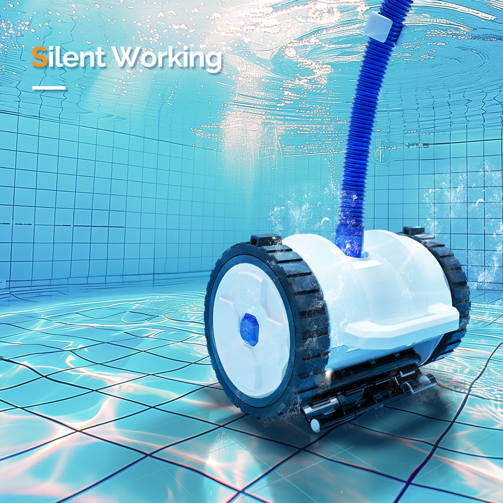 (2025 Upgrade) VINGLI Automatic Suction-Side Pool Vacuum Cleaner, Powerful Wall-Climbing Sweeper for Inground Pools, Includes 39.6ft Tangle-Free Hose (Blue&White) - Image 6