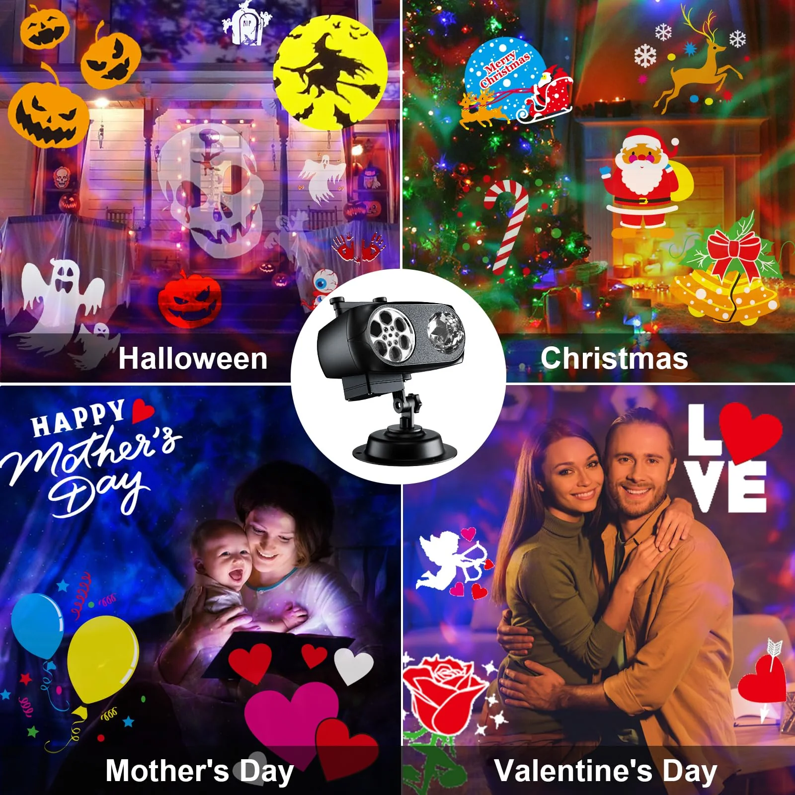 2025 Upgraded Brighter Halloween Decorations Projector Lights for Home, Display 8 Patterns at A Time (Ocean Wave & Patterns), 8 Themes Holiday Projector Christmas’ Day House Decoration Light Show - Image 2