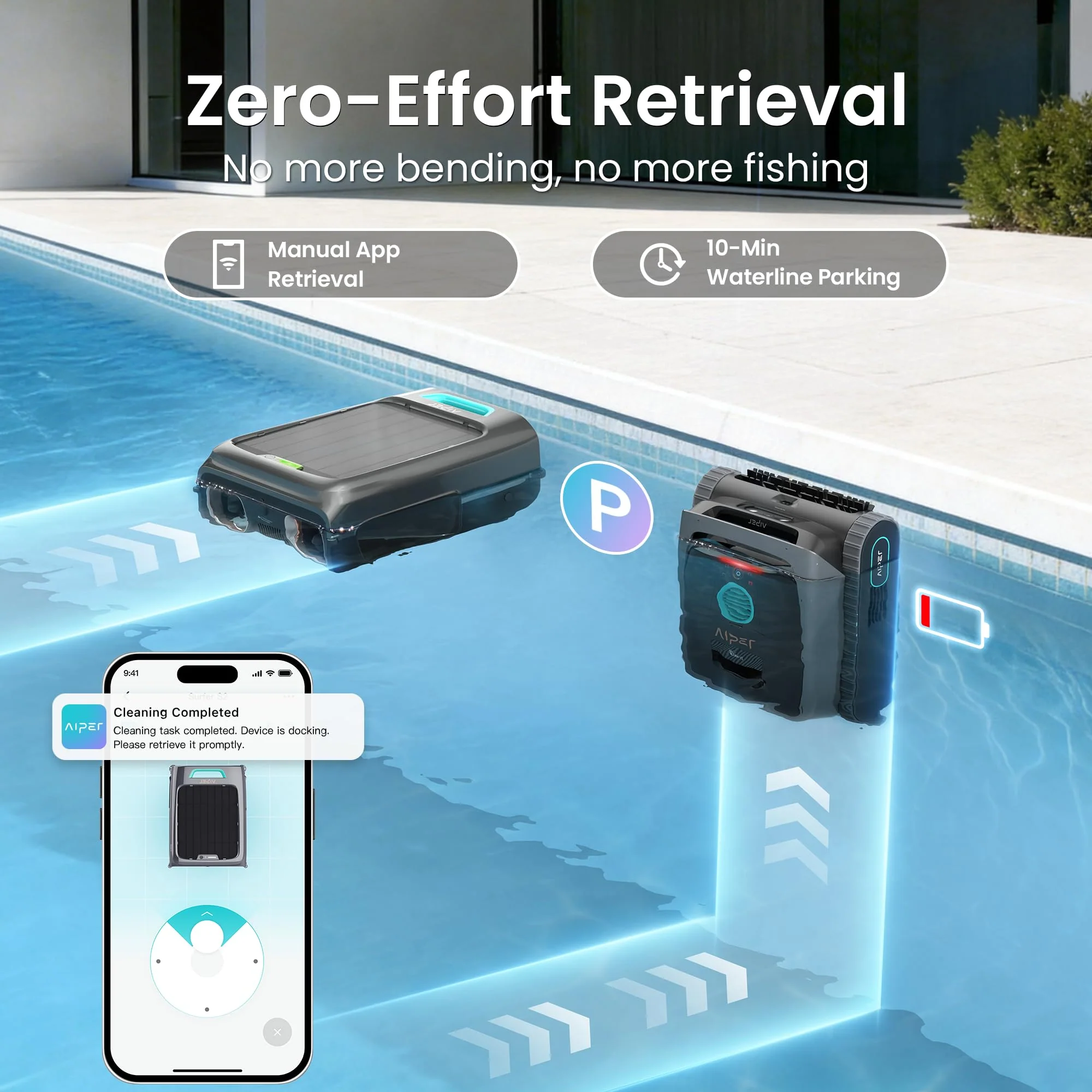 (2026 New) AIPER Experts Duo: Scuba V3 & Surfer S2, 360° Top-to-Bottom Cleaning, 7 Day Hands-Free Care, 10x Faster Pool Cleaning with AI Patrol, Smart Parking & Water Quality Maintenance - Image 4