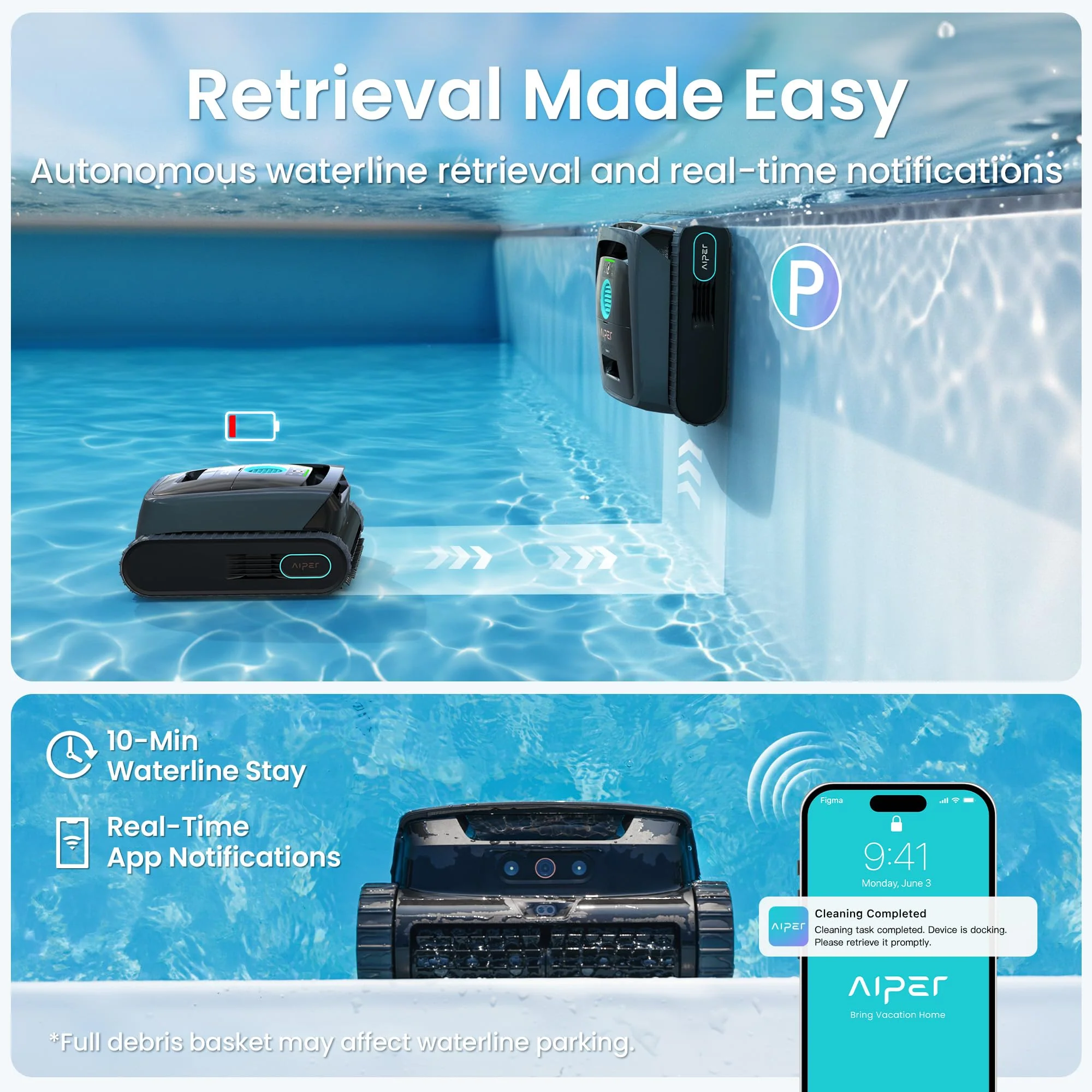 (2026 New) AIPER Scuba V3 AI Vision Cordless Robotic Pool Cleaner, 10x Faster Pool Cleaning with AI Patrol, 24/7 Auto Cleaning, Smart Waterline Parking & Multi-Layer Filtration - Image 7