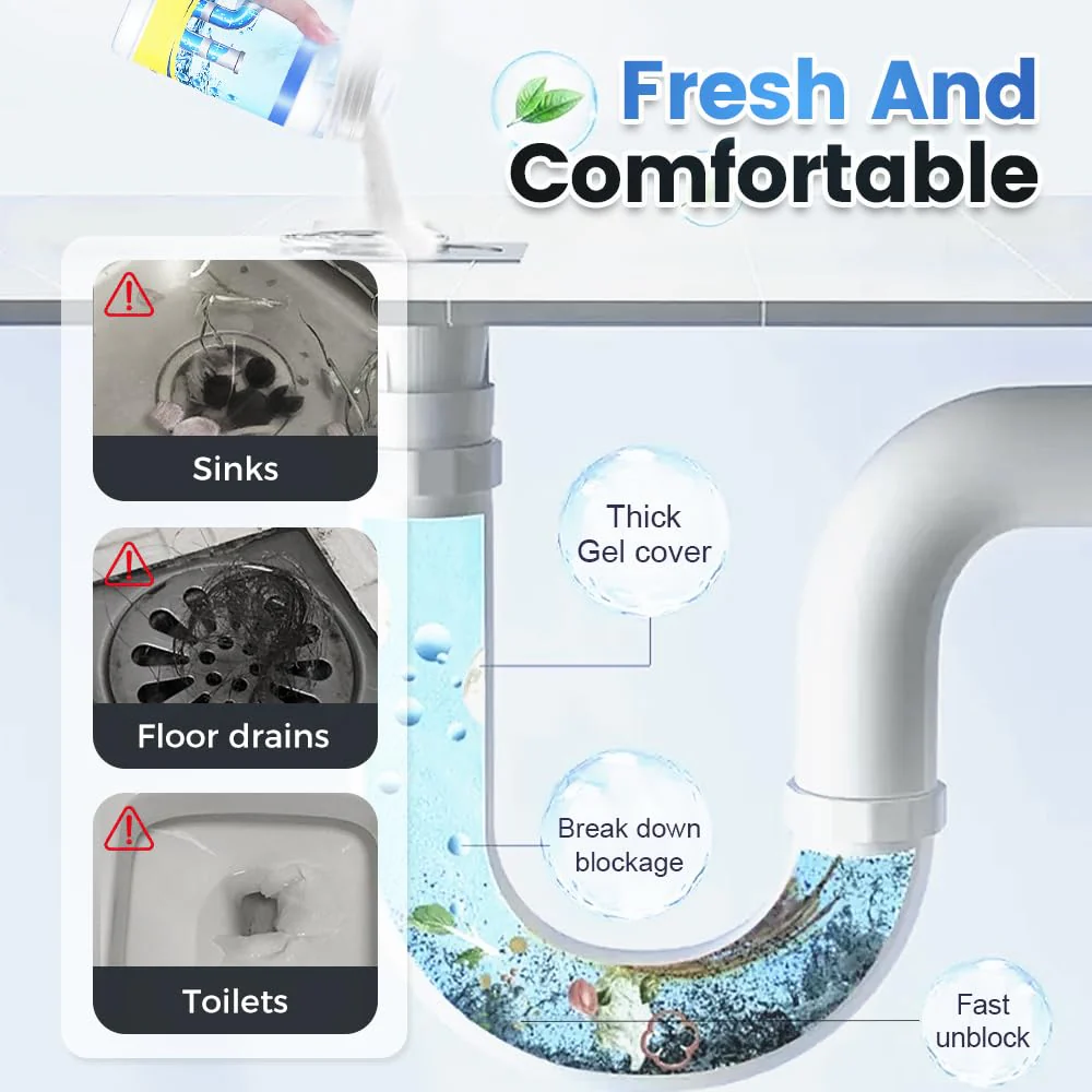 2026 New Multi-functional Sink & Drain Cleaner Powder, Quick Foaming Heavy Duty Clog Remover for Kitchen, Bathroom, Shower & Sewer Drains (1PC) - Image 6