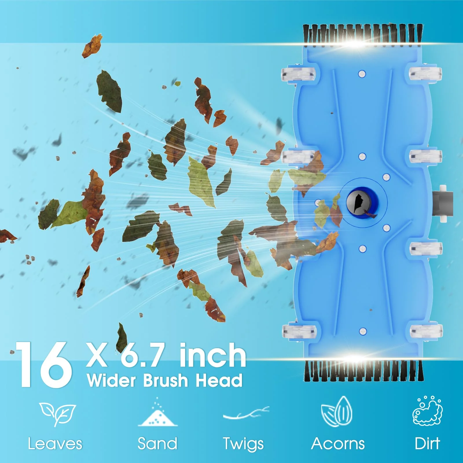 2026 TidyMister Pool Vacuum Head with Swivel Handle - 16in Eazy-to-Use Daily Cleaning Vacuum Head with Side Brushes and Wheels and Hose Connect for 1-1/4in or 1-1/2in for Inground & Above Ground Pools - Image 5