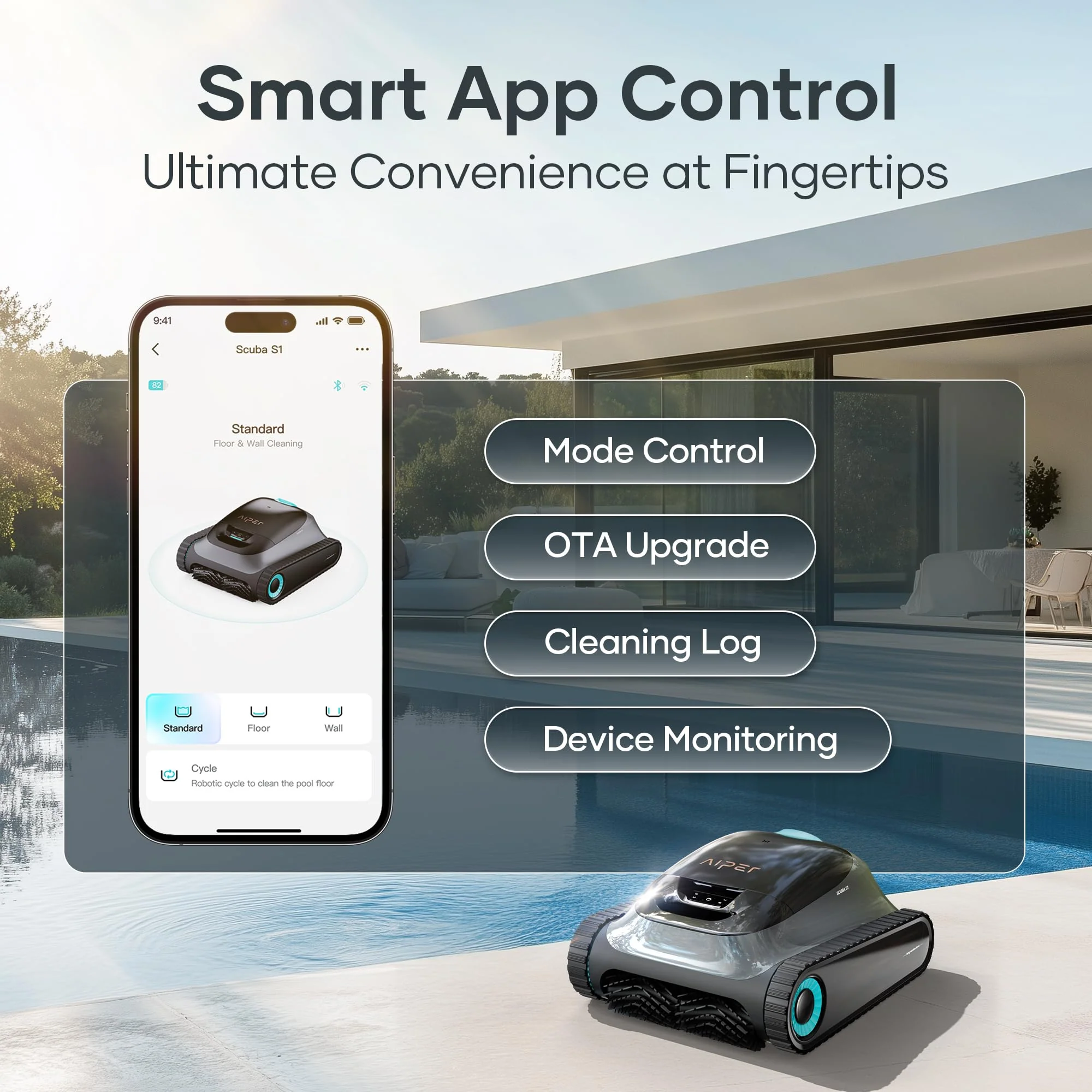 (2026 Upgrade) Aiper Scuba S1 Robotic Pool Cleaner, Wall & Waterline Cleaning, Double Filtration, Extended 180-Min Battery Life, Smart Navigation, App Support, OTA Upgrade - Image 3