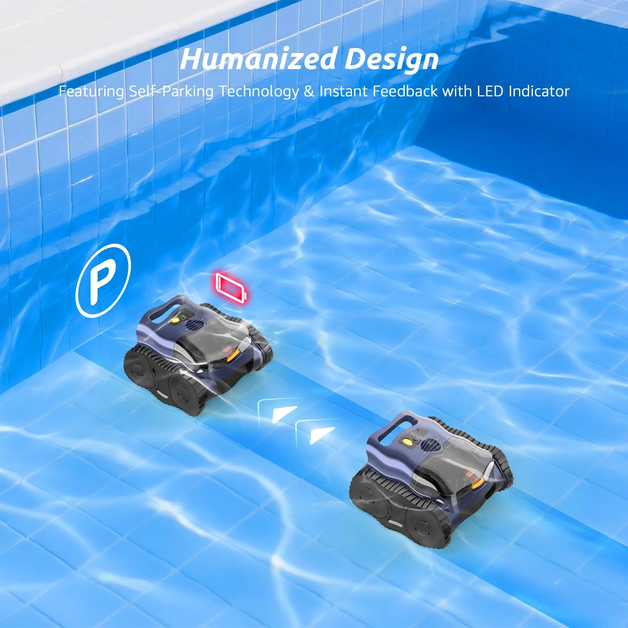 (2026 Upgrade) Cordless Robotic Pool Cleaner, 180 Mins Runtime Robotic Pool Vacuum for Inground Pools, Wall & Waterline Climbing Automatic Pool Vacuum with Sonar Navigation, Pool Up to 2150 Sq.ft - Image 5