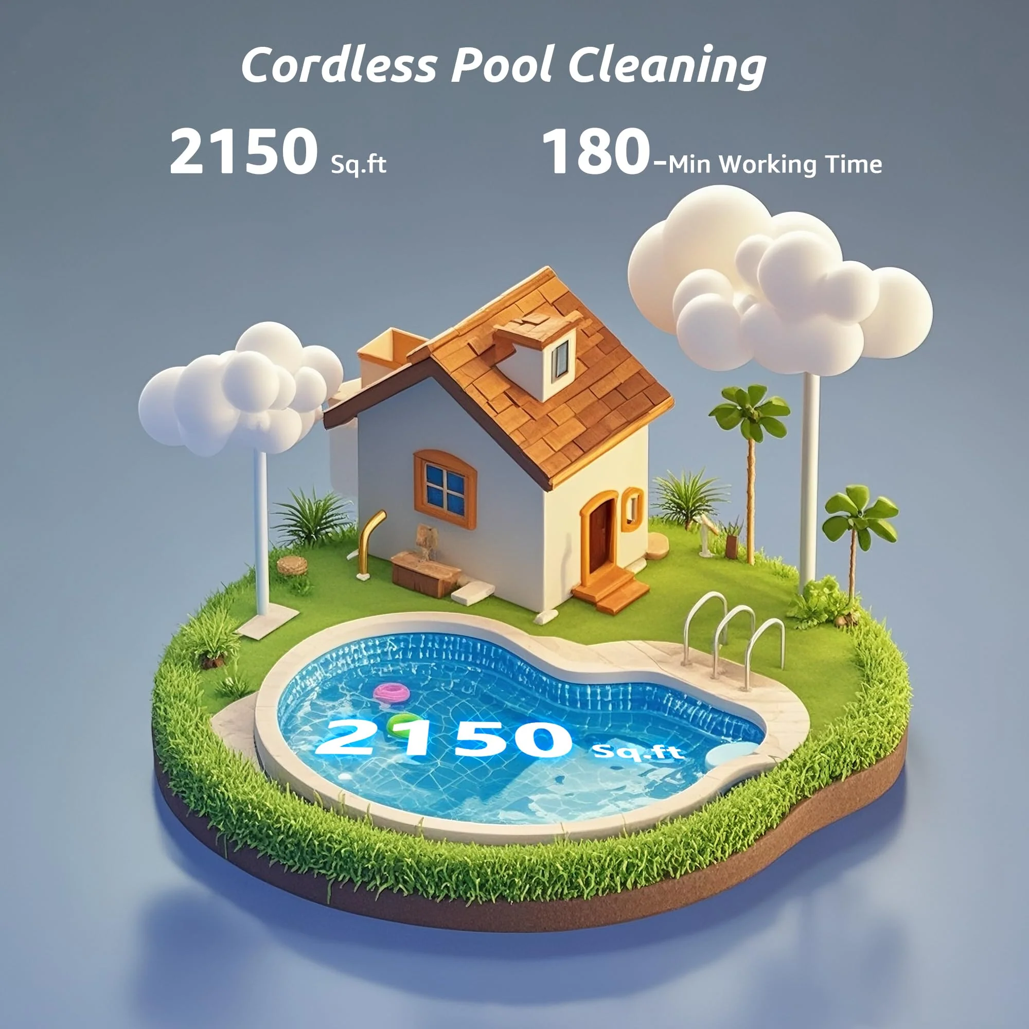 (2026 Upgrade) Cordless Robotic Pool Cleaner, 180 Mins Runtime Robotic Pool Vacuum for Inground Pools, Wall & Waterline Climbing Automatic Pool Vacuum with Sonar Navigation, Pool Up to 2150 Sq.ft - Image 8