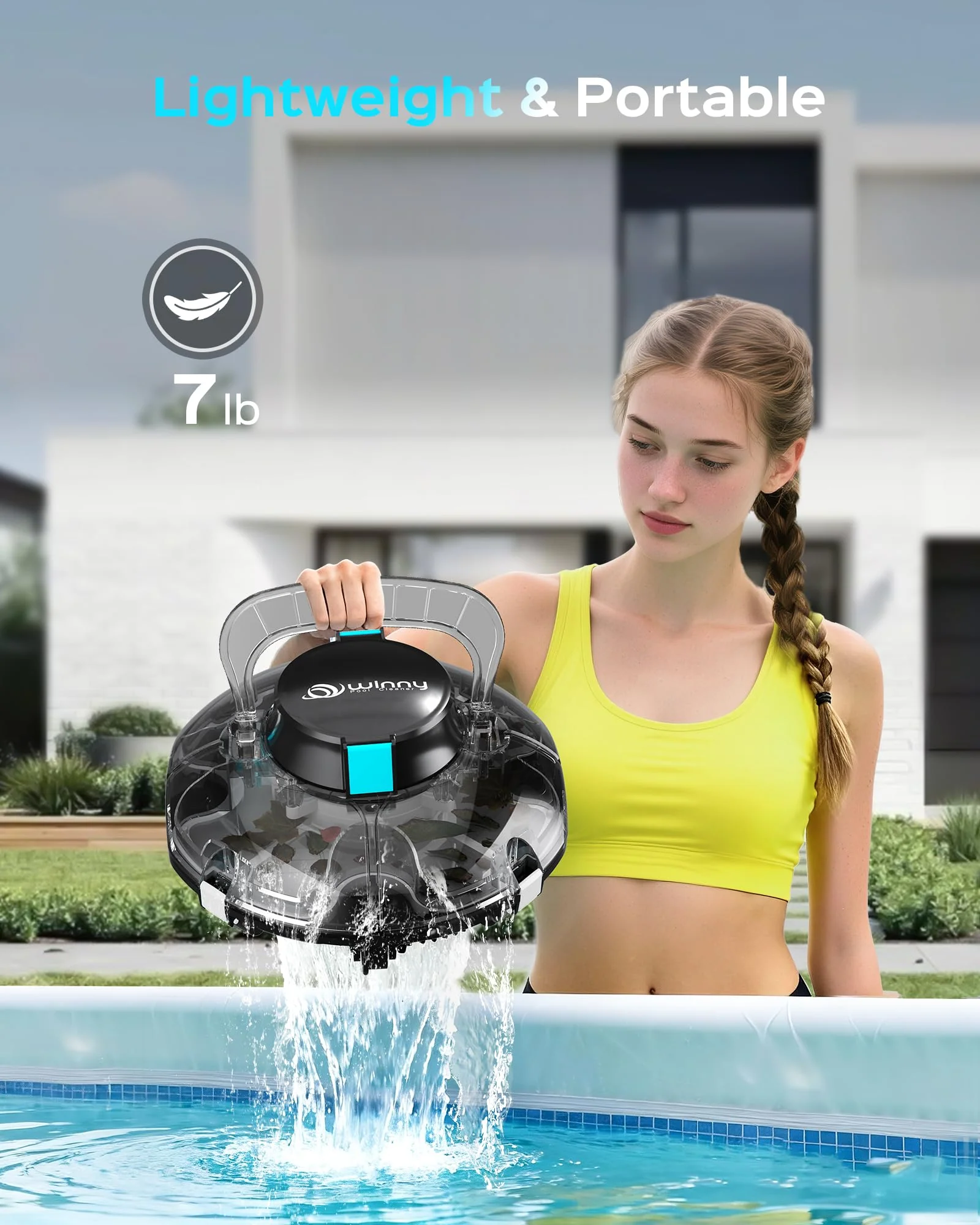 (2026 Upgrade) Cordless Robotic Pool Cleaner, Lasts 80 Min, Automatic Vacuum for Above-Ground Pools up to 650 Sq.ft,Portable, Self-Parking(Black Blue) - Image 3