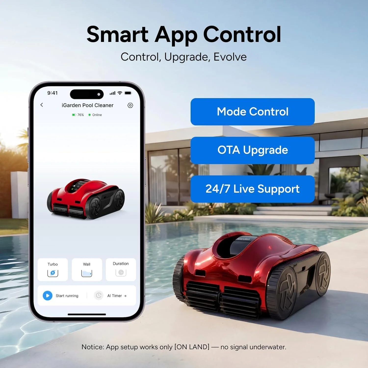 (2026 Upgrade) iGarden Pool Cleaner K Pro, 10H Runtime, Cordless Robotic Pool Vacuum for Inground Pools, 200% Turbo Suction, Smart Navigation, Touchscreen & APP, 4L Large Basket, Auto-Parking - Image 7