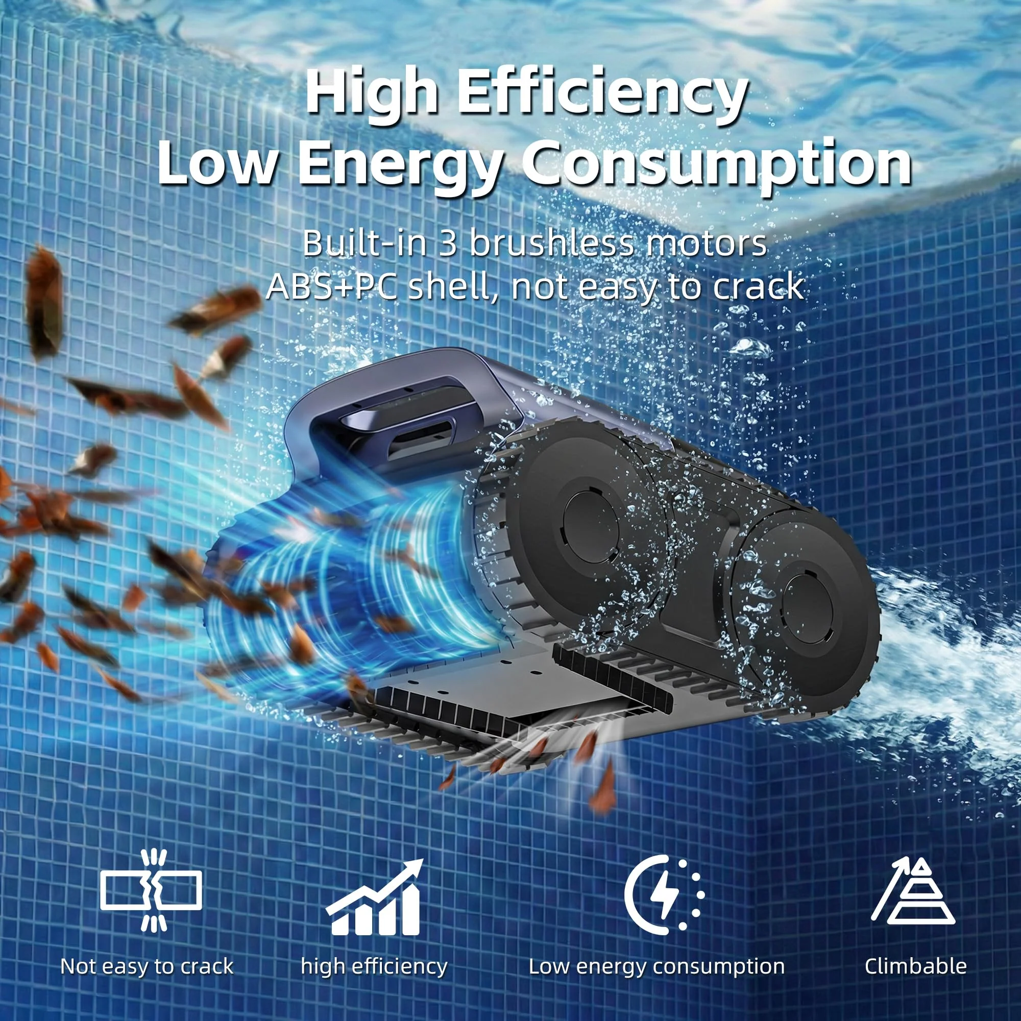 (2026 Upgrade) Pool Vacuum for Inground Pool & Above Ground Pool, Cordless Pool Cleaner with Smart Navigation, Self-Parking, LED Indicator, Wall&Waterline Cleaning Pool Robot up to 2150 Sq.ft - Image 5