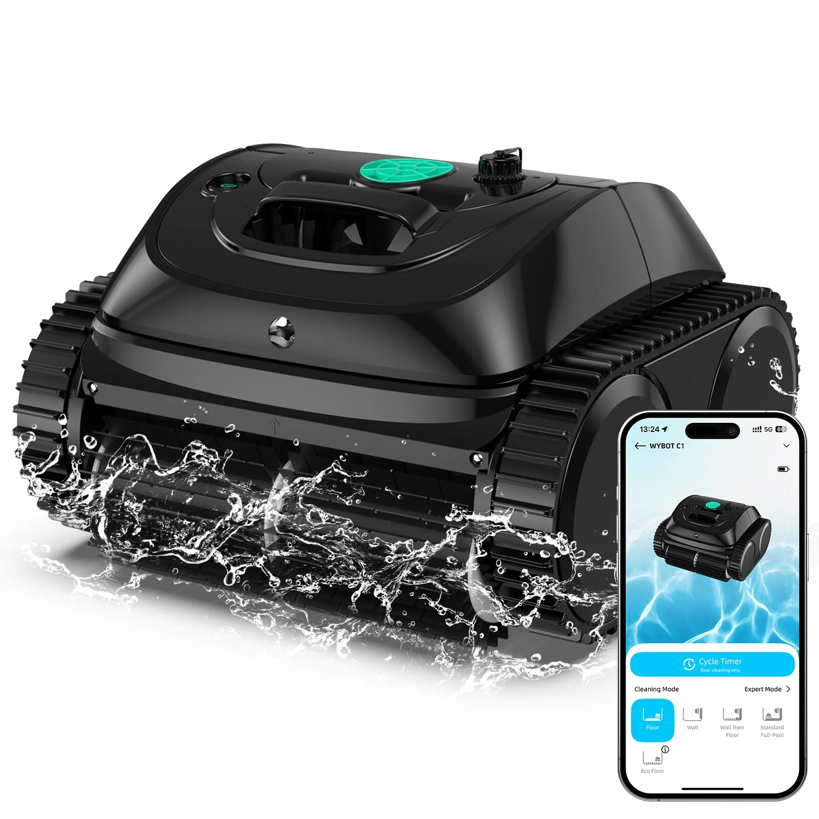 (2026 Upgrade) WYBOT C1 Cordless Robotic Pool Vacuum for Inground Pools, Above Ground Pool Cleaner 4-in-1 Wall & Waterline Cleaning Up to 1,614sq.ft, 150mins Smart Navigation, App Support